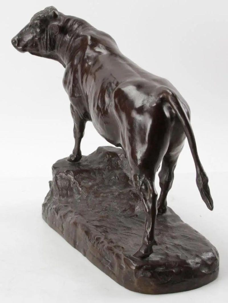 A nicely patinated bronze statue of a standing bull by Isidore Jules Bonheur (1827-1901). Nice large size. No foundry mark noted.