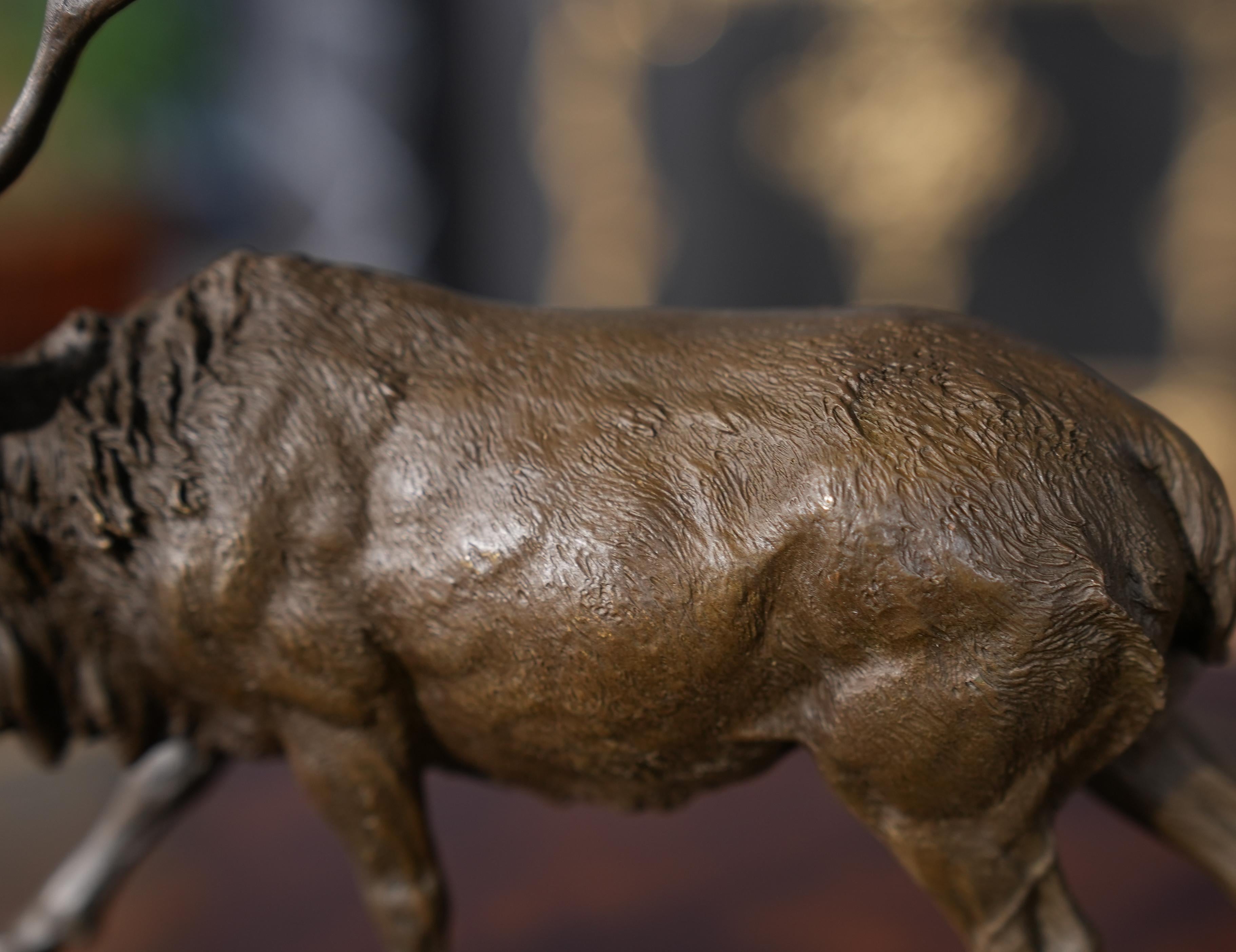 Bronze Bull Elk with Marble Base In New Condition For Sale In Annville, PA