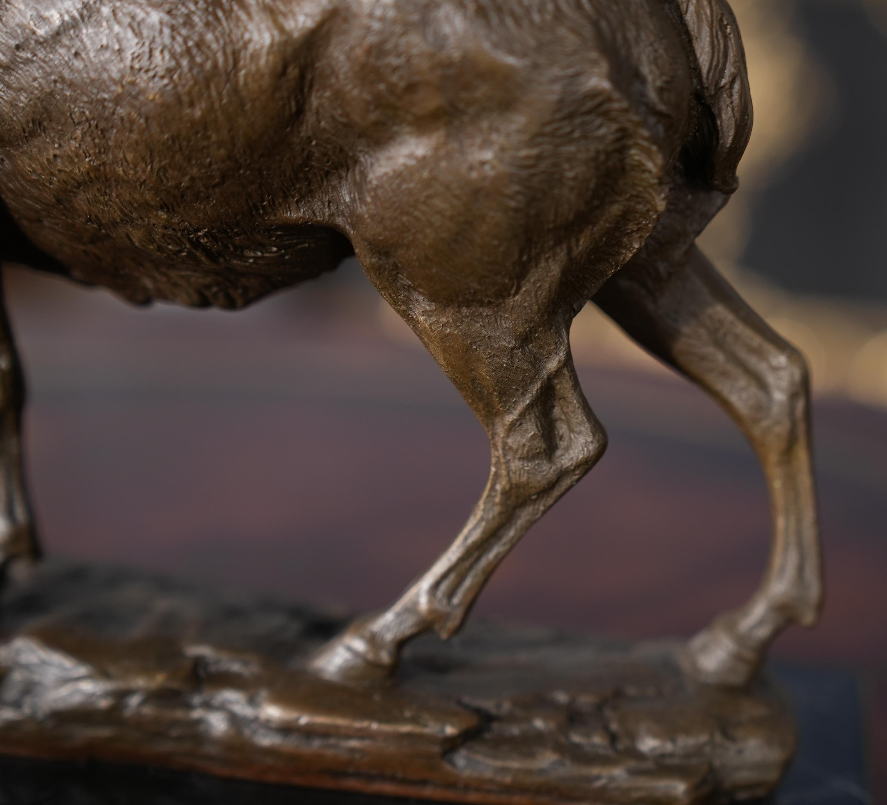 Contemporary Bronze Bull Elk with Marble Base For Sale