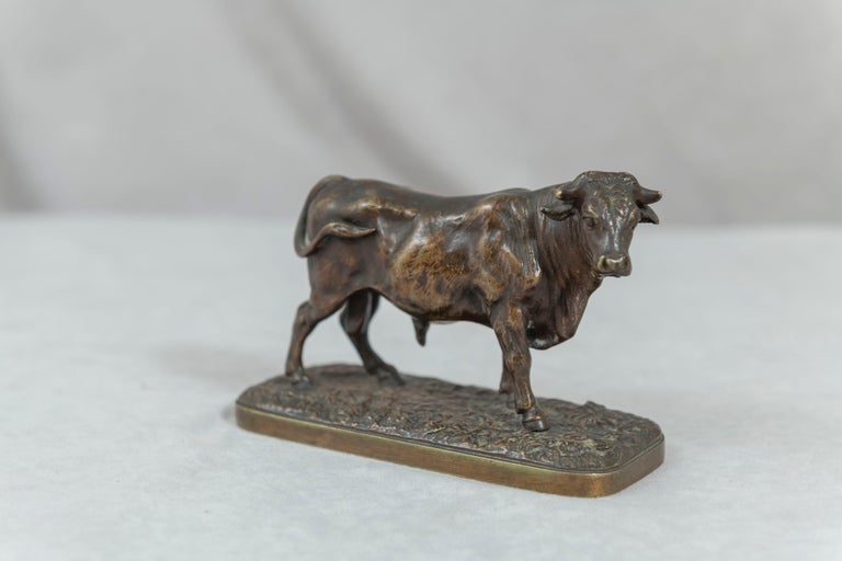 This beautiful study of a bull was done by the noted artist Louis Kley (1833-1911). Notice how the artist paid attention to the detailing to include the much desired naturalistic base. Kley stands among the great animalier sculptors of the 19th