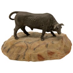 Bronze Bull on Stone Base