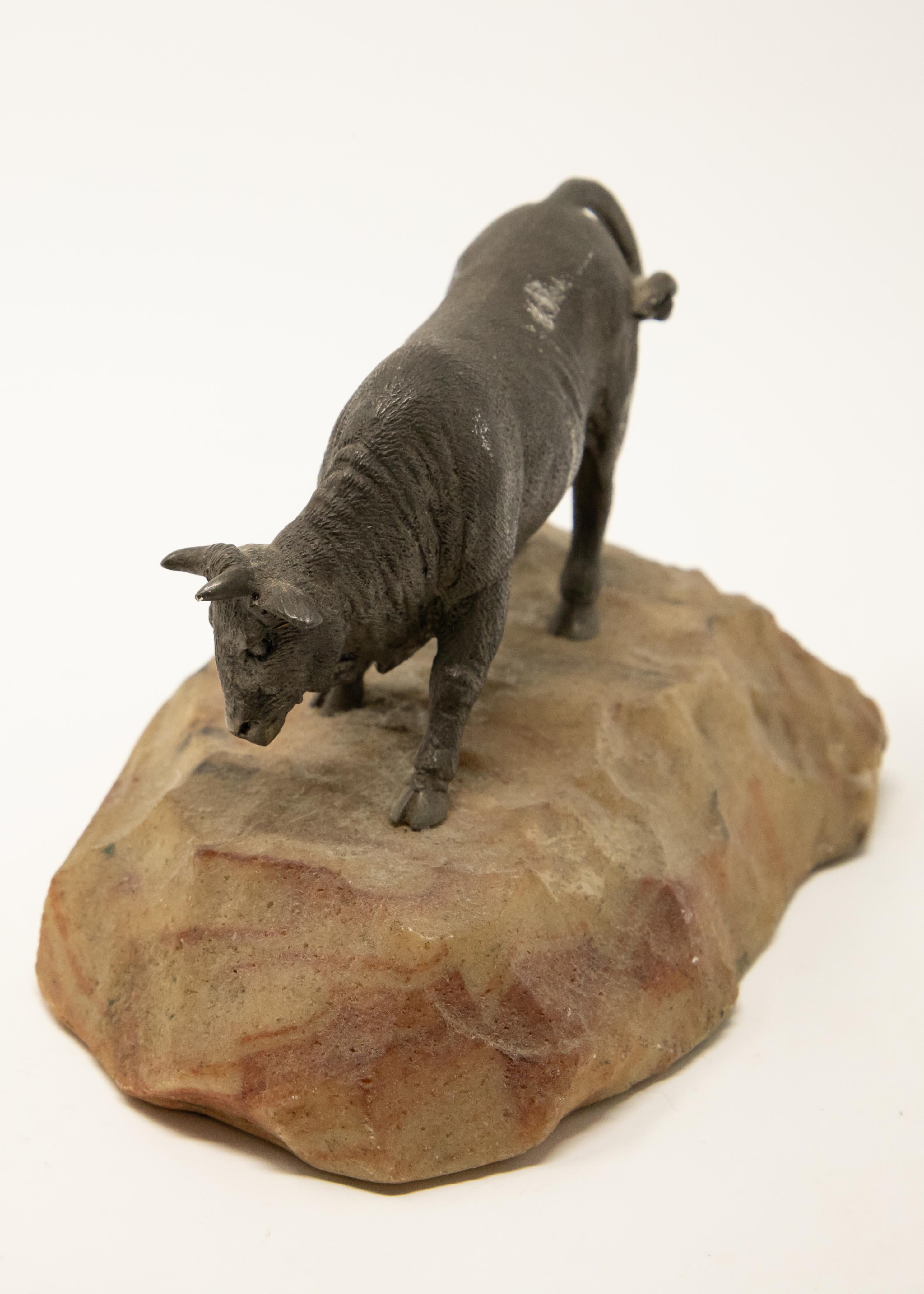 American Bronze Bull on Stone Base For Sale