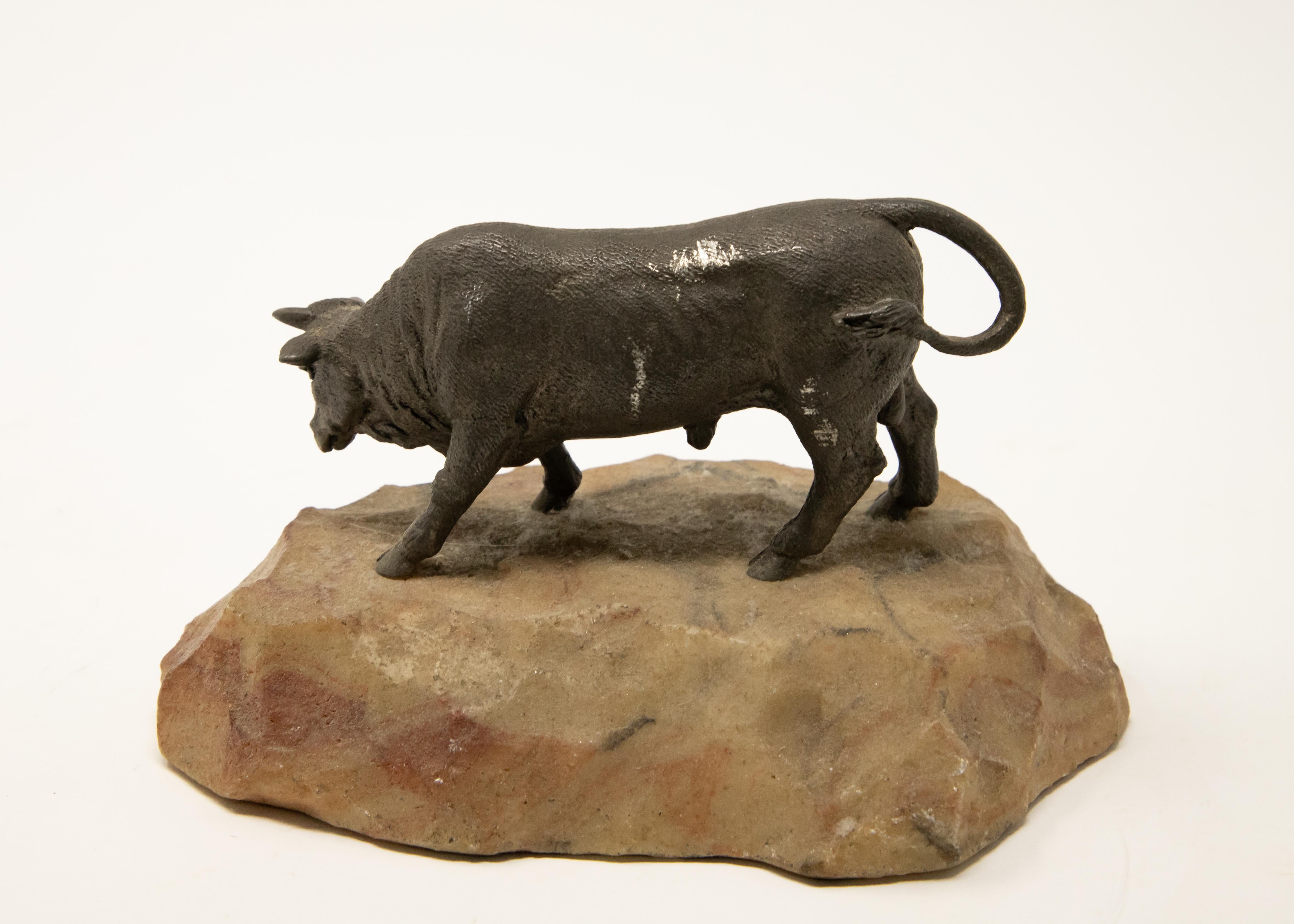 Bronze Bull on Stone Base In Fair Condition For Sale In Cookeville, TN