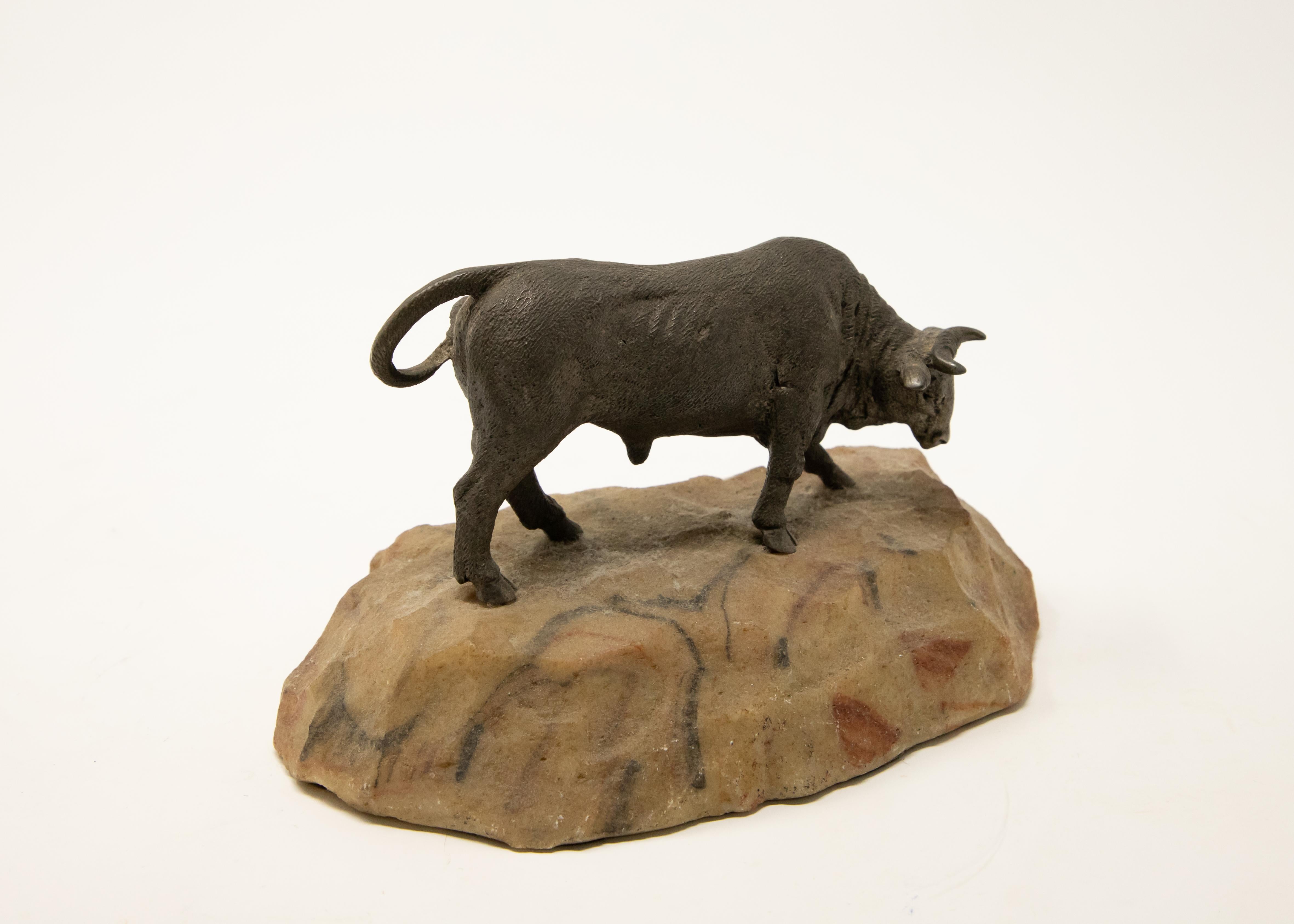 Bronze Bull on Stone Base For Sale 1