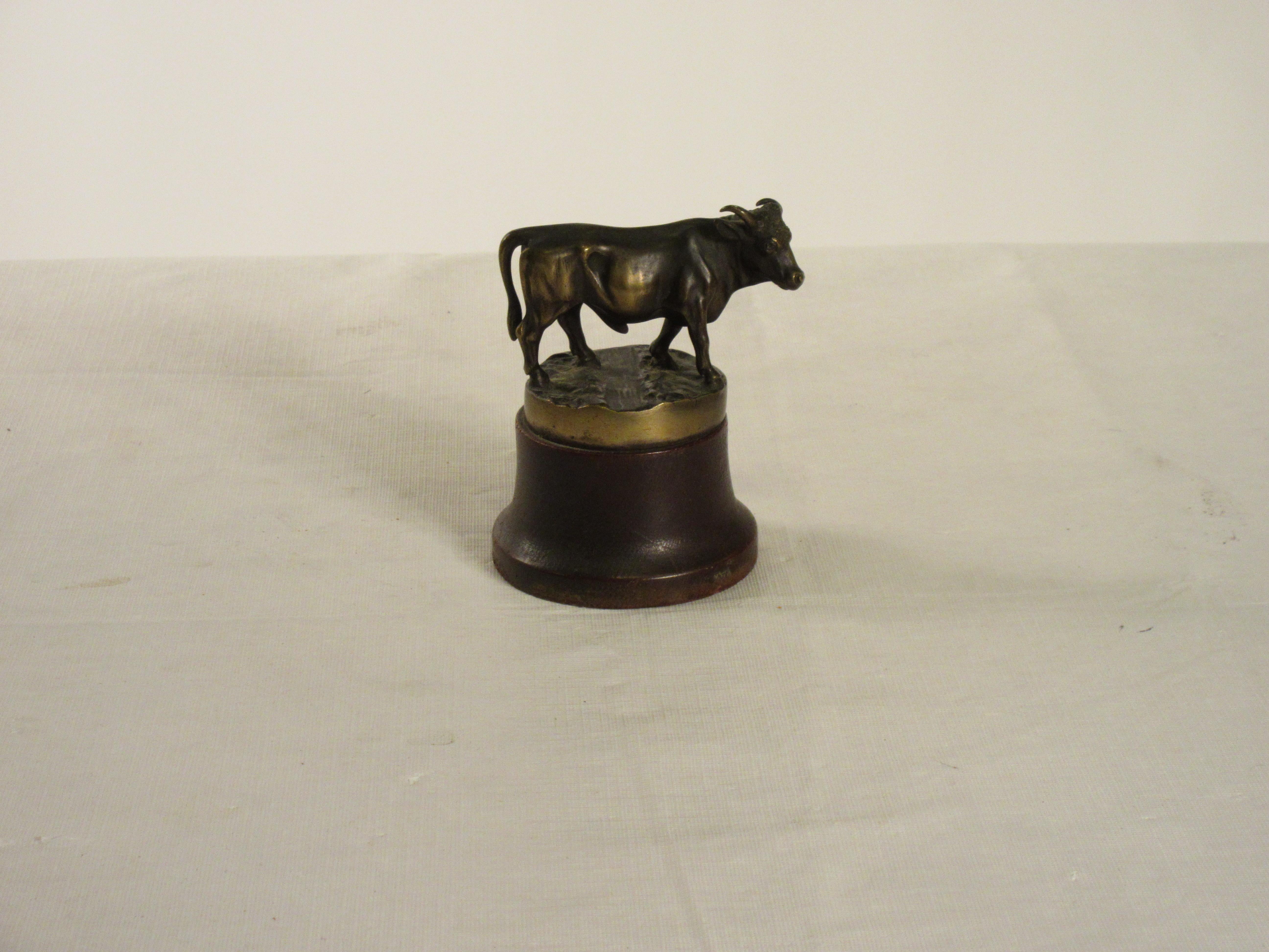 Bronze Bull on Wood Base 1