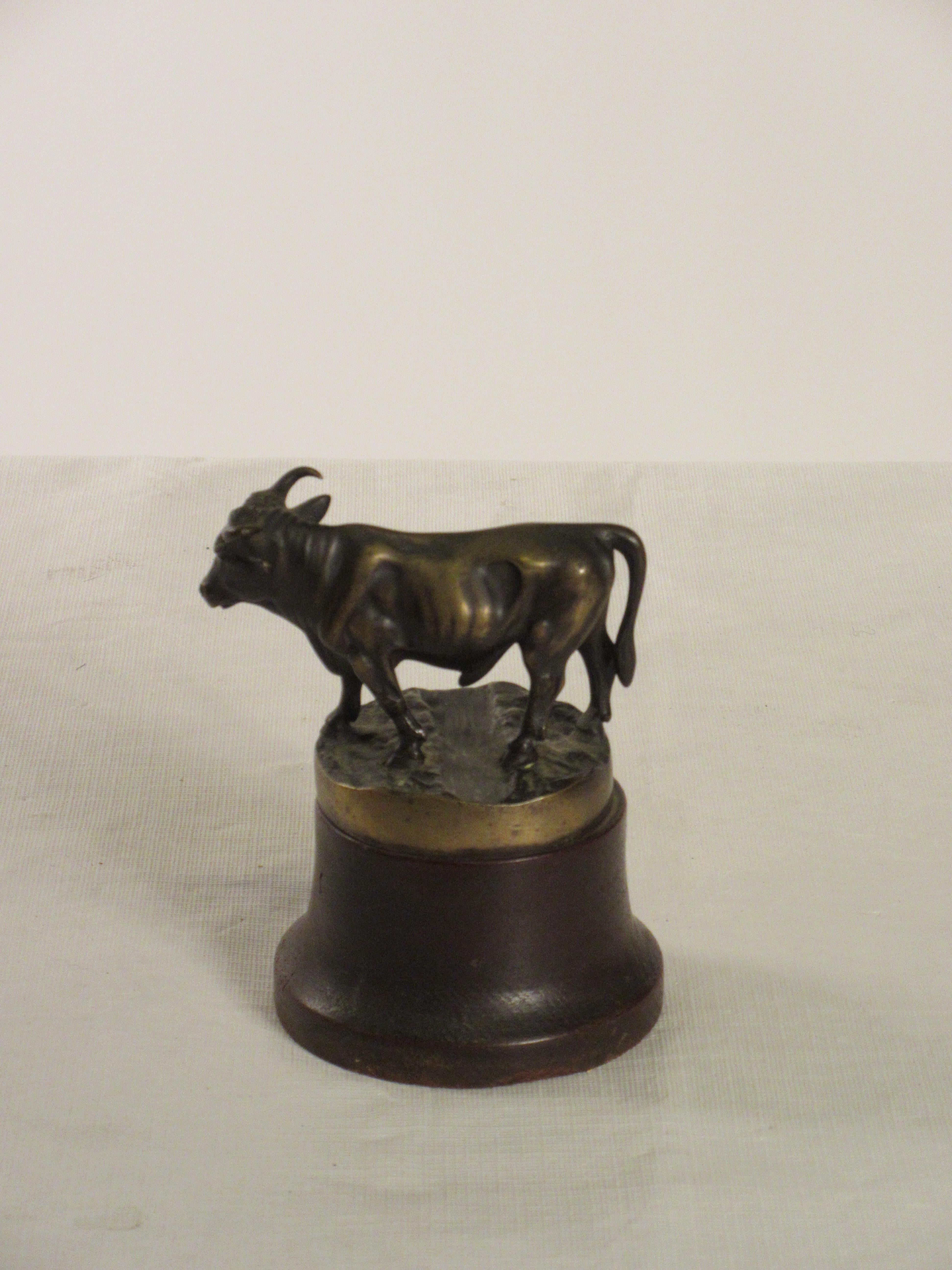 Bronze Bull on Wood Base 2