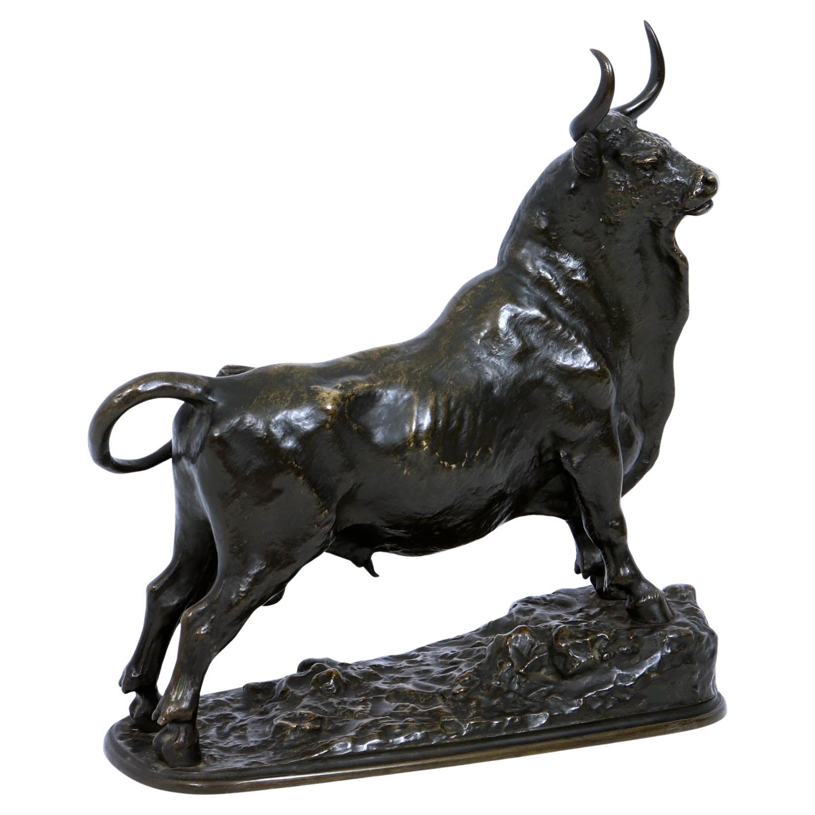 Escultura de toro de bronce c1890