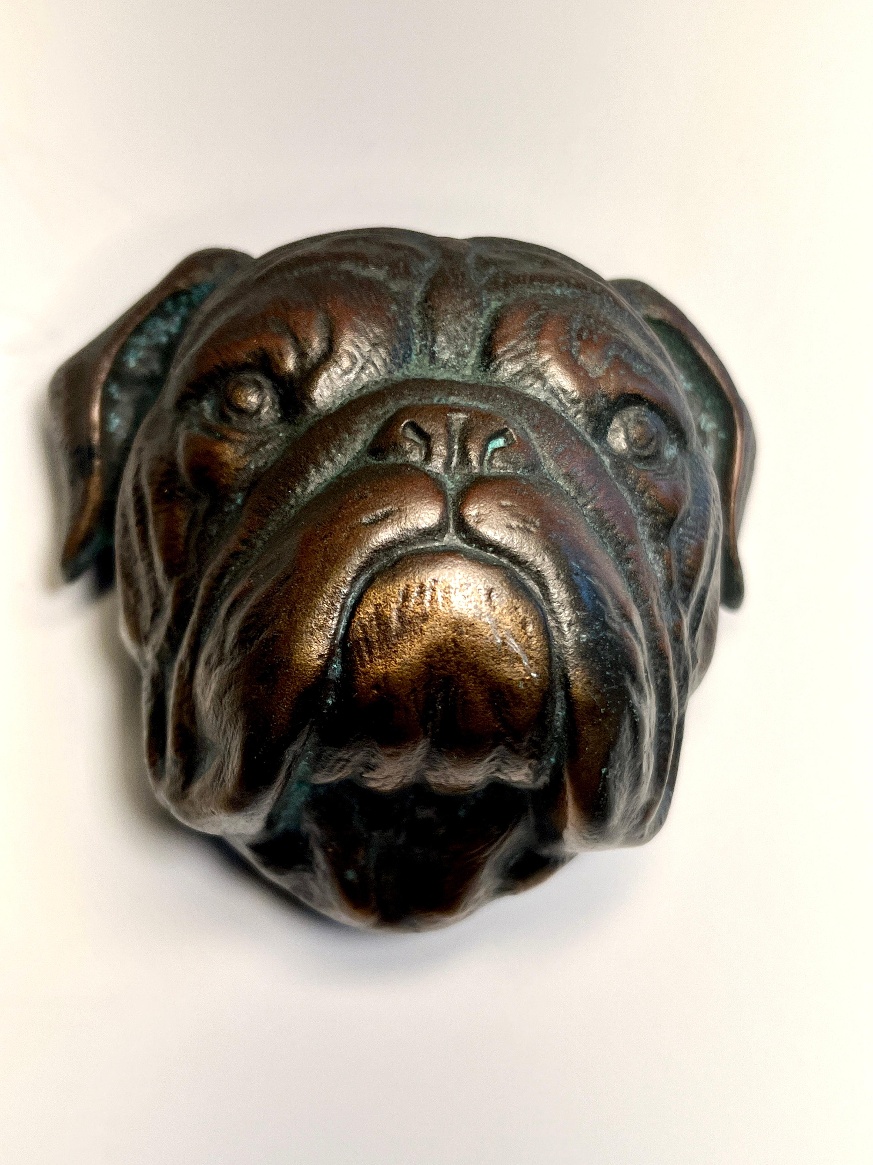Bronze Bulldogge Türklopfer mit Patina im Angebot 3