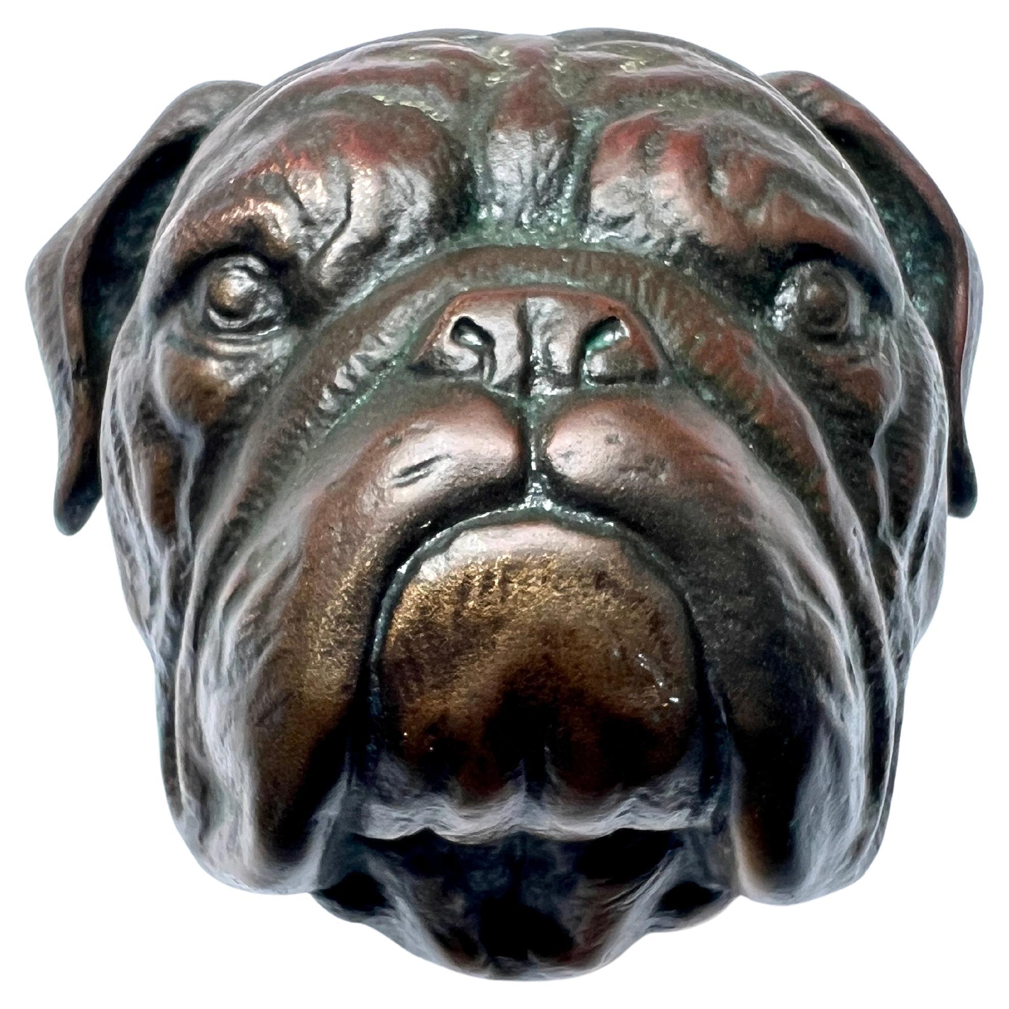 Bronze Bulldogge Türklopfer mit Patina im Angebot