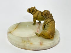 Bronze Bulldogs on an Onyx base by Vrai, France, 1920