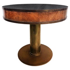 Bronze Burl Pedestal Gueridon Side Table with Faux Granite Laminate Top