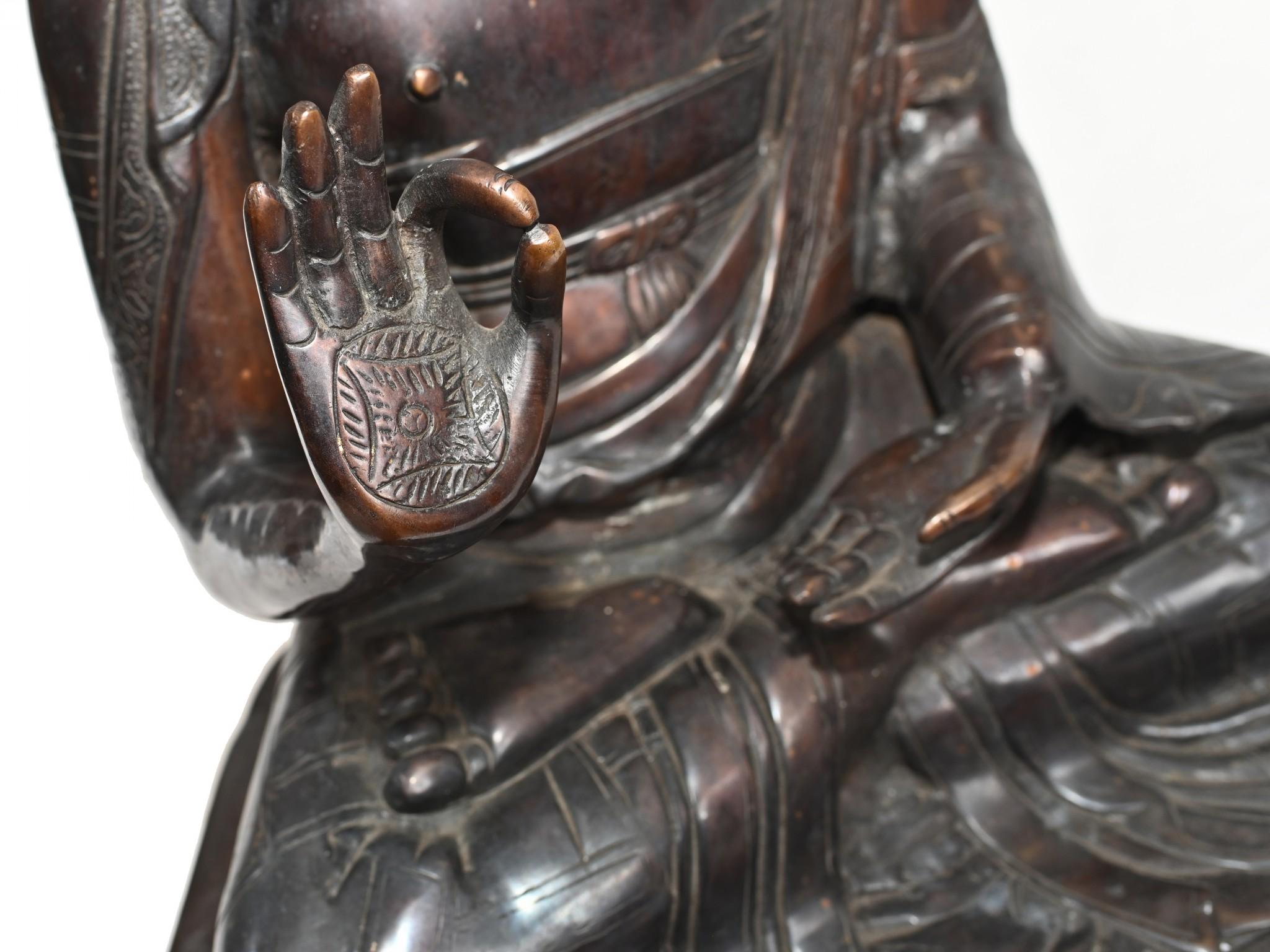 Estatua Buda Birmano de Bronce Loto Postura de Meditación Budismo en venta 6