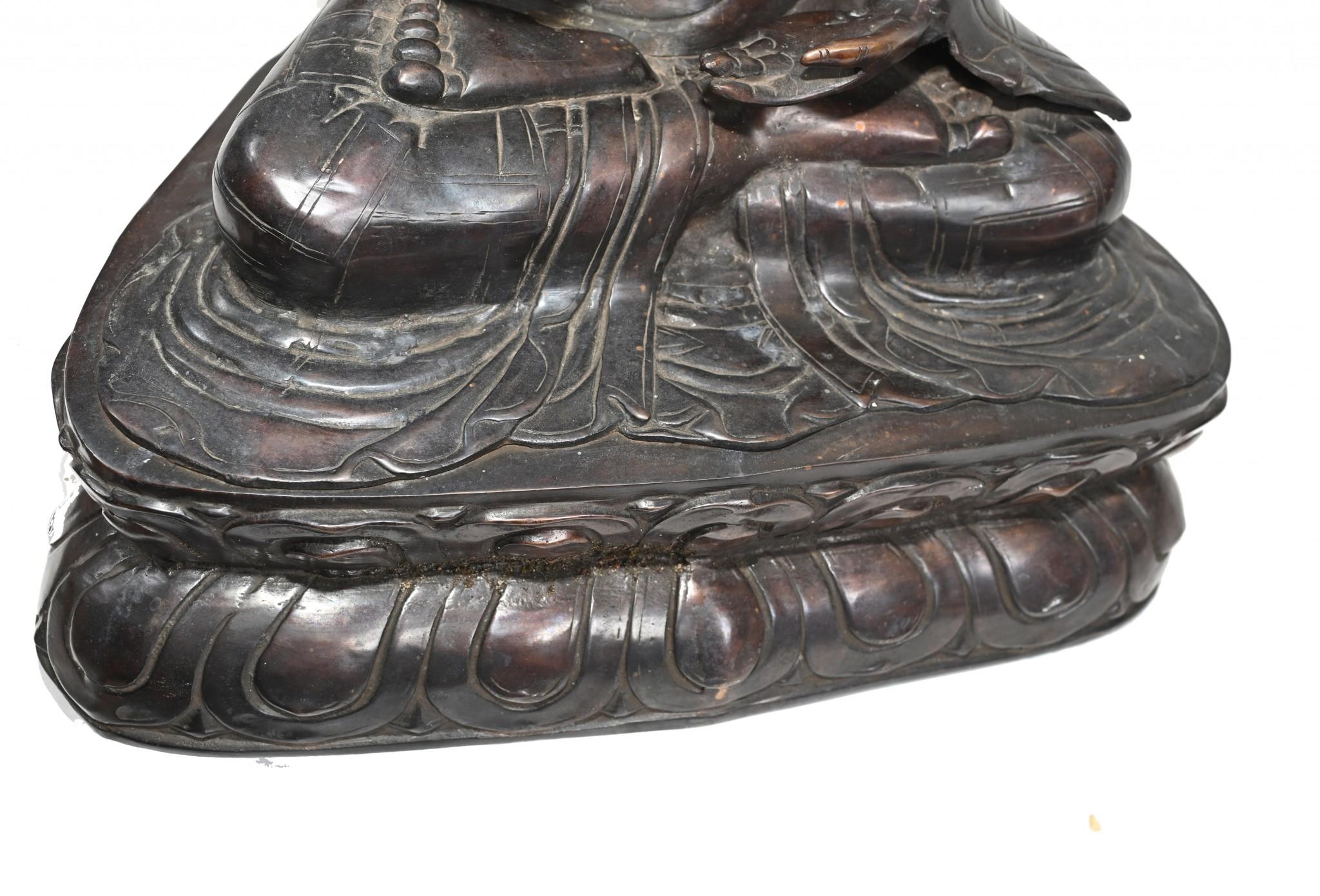 Estatua Buda Birmano de Bronce Loto Postura de Meditación Budismo en venta 7