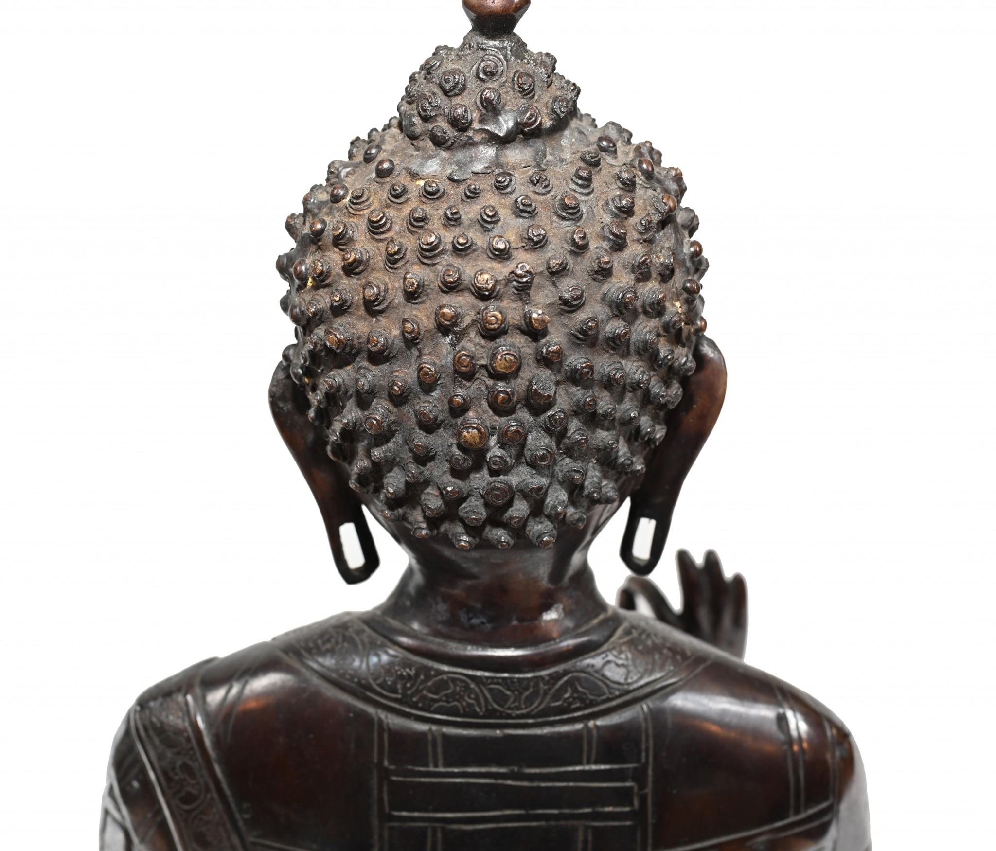 Estatua Buda Birmano de Bronce Loto Postura de Meditación Budismo en venta 8