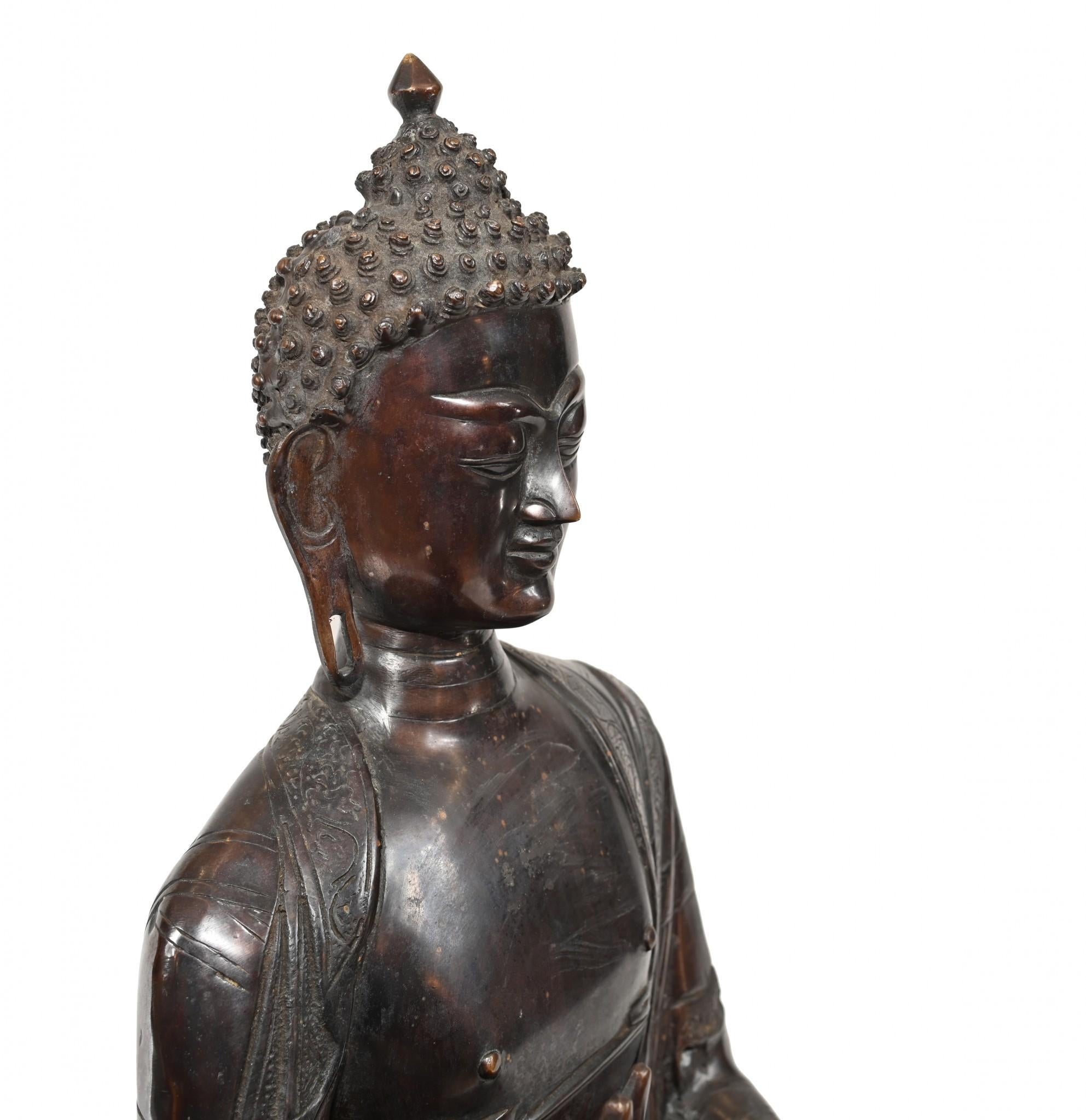Estatua Buda Birmano de Bronce Loto Postura de Meditación Budismo en venta 1