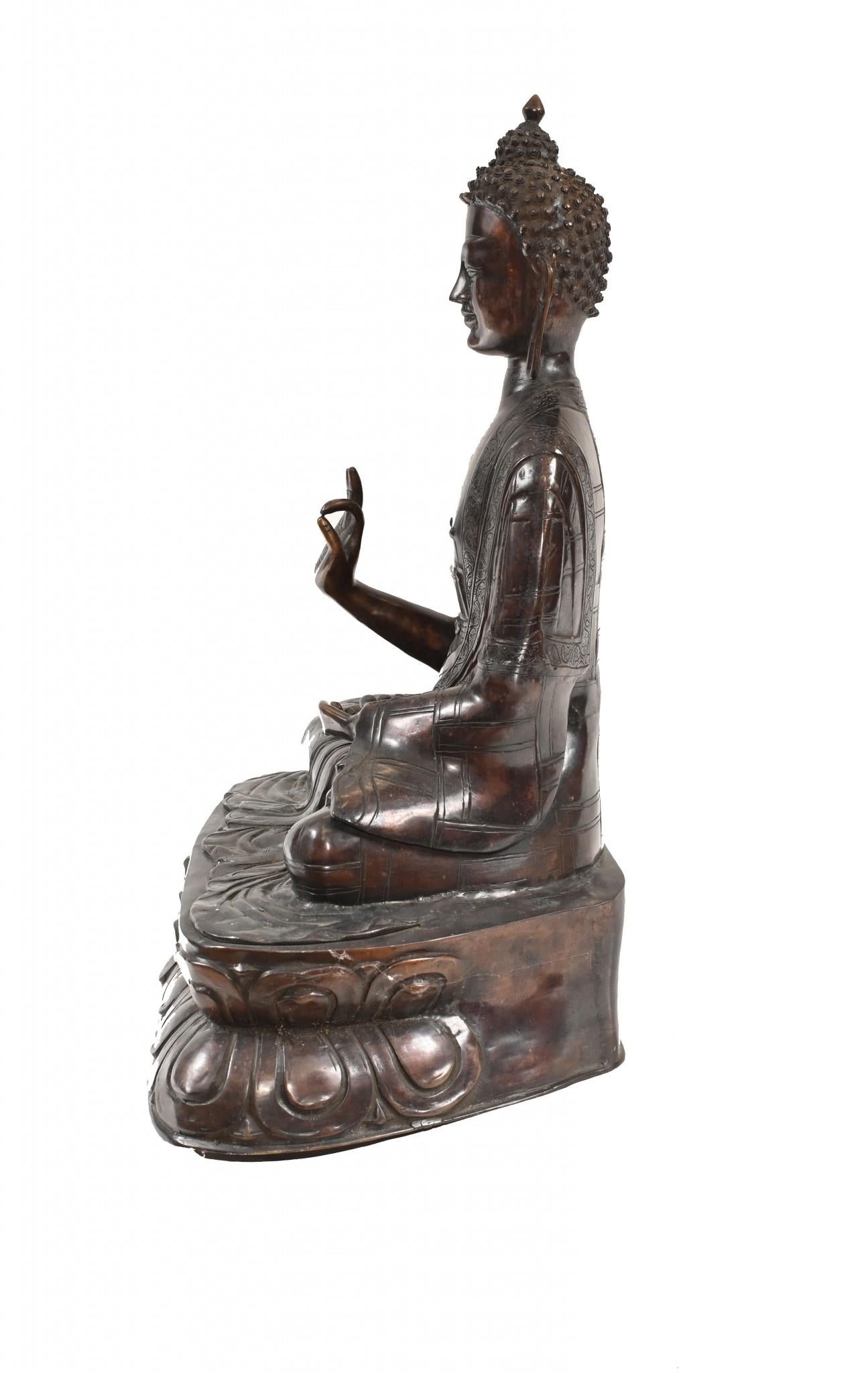 Estatua Buda Birmano de Bronce Loto Postura de Meditación Budismo en venta 2
