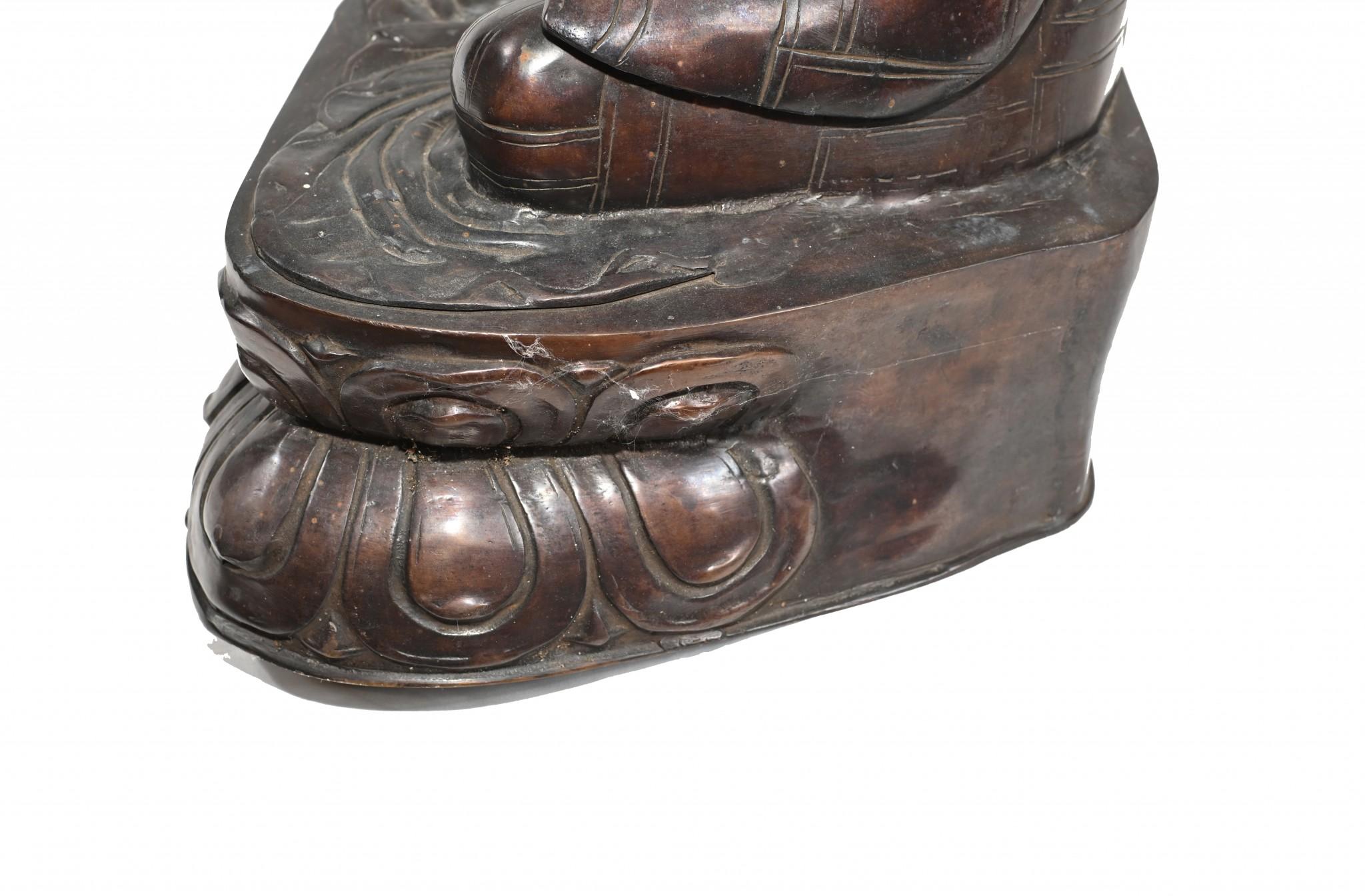 Estatua Buda Birmano de Bronce Loto Postura de Meditación Budismo en venta 3
