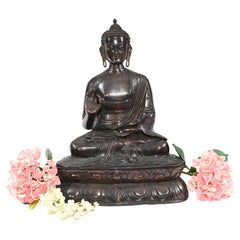 Estatua Buda Birmano de Bronce Loto Postura de Meditación Budismo