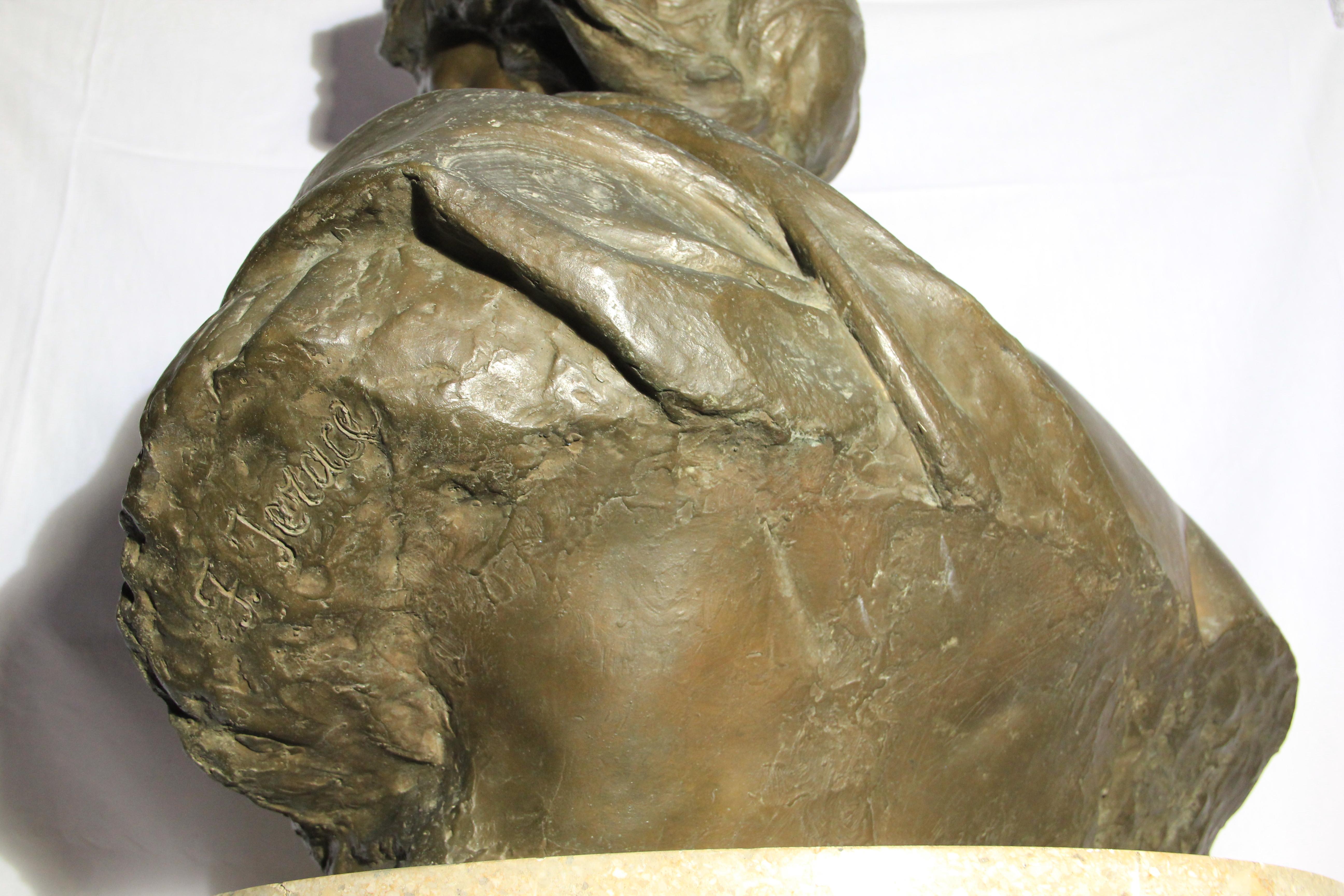 Italian Bronze Bust by Francesco Jerace, circa 1920 For Sale
