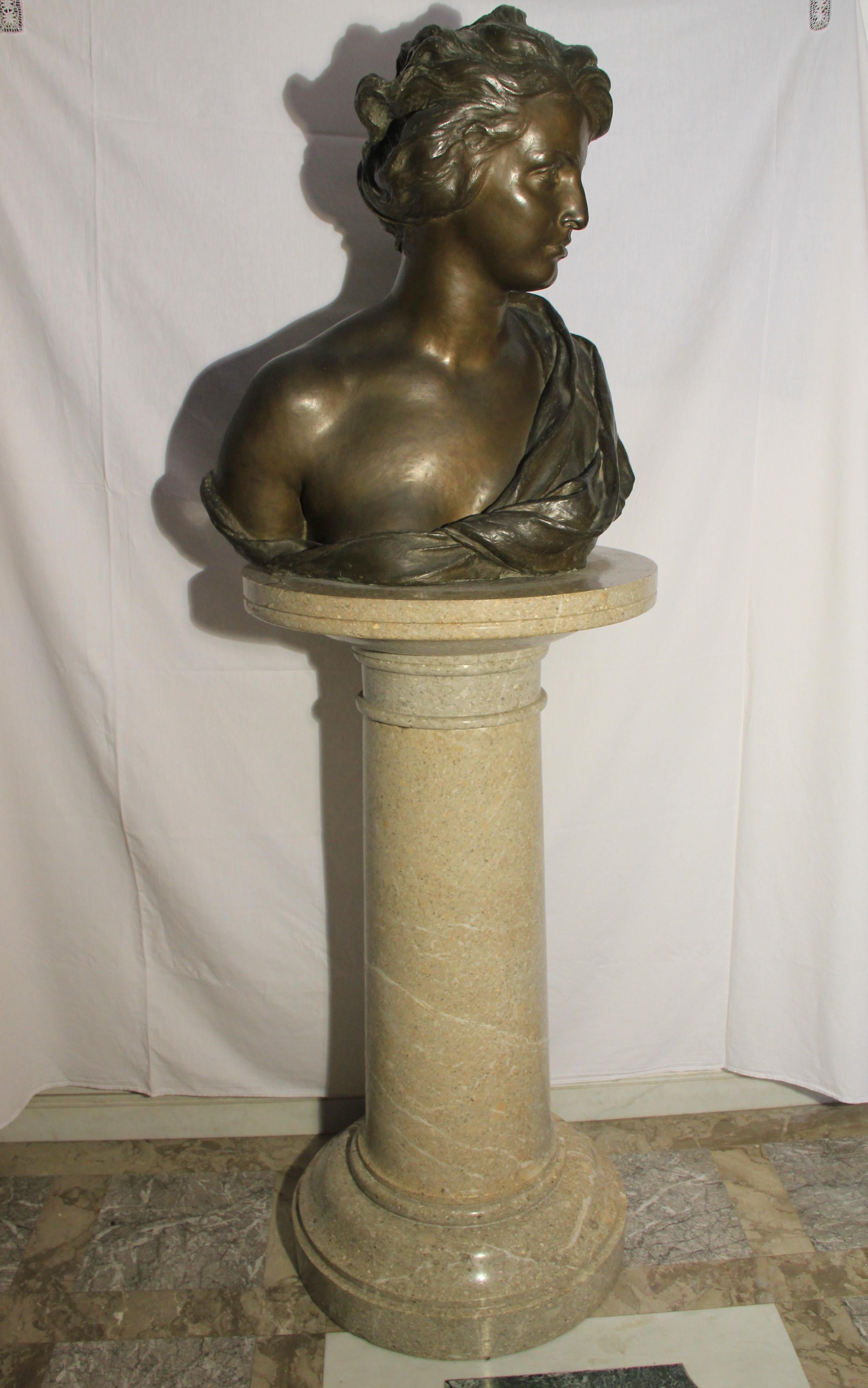 Bronze Bust by Francesco Jerace, circa 1920 For Sale 1