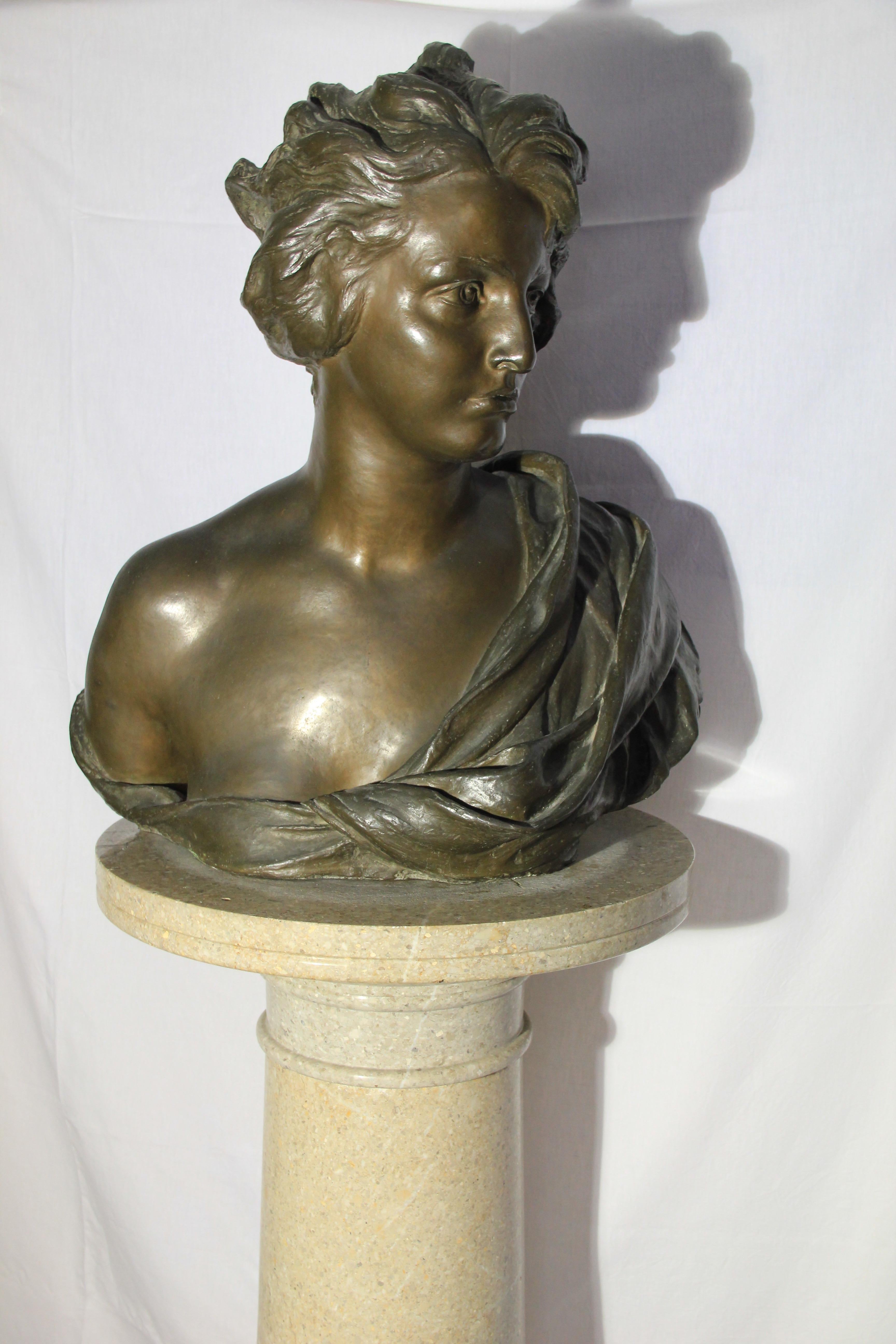 Bronze Bust by Francesco Jerace, circa 1920 For Sale 2