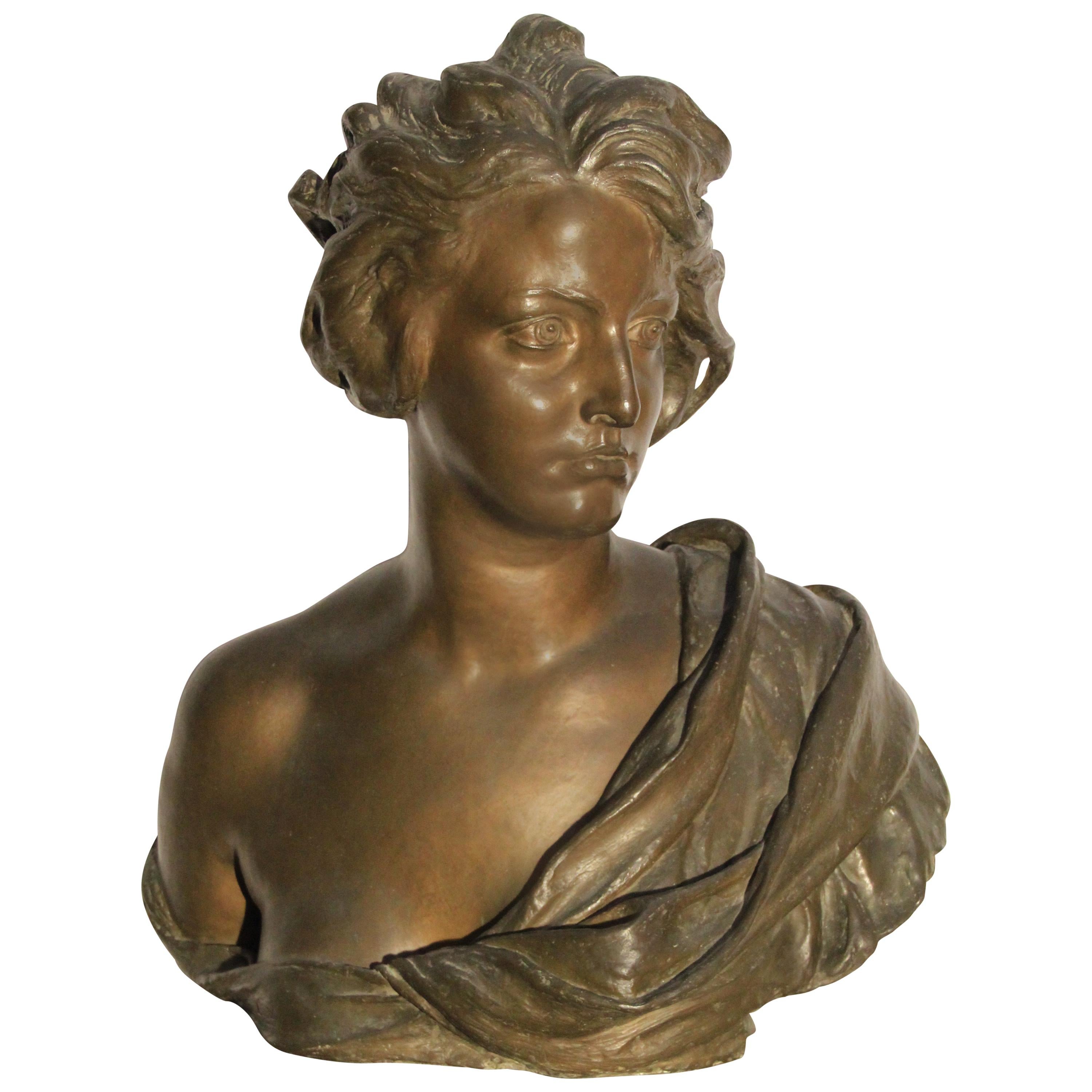 Bronze Bust by Francesco Jerace, circa 1920 For Sale