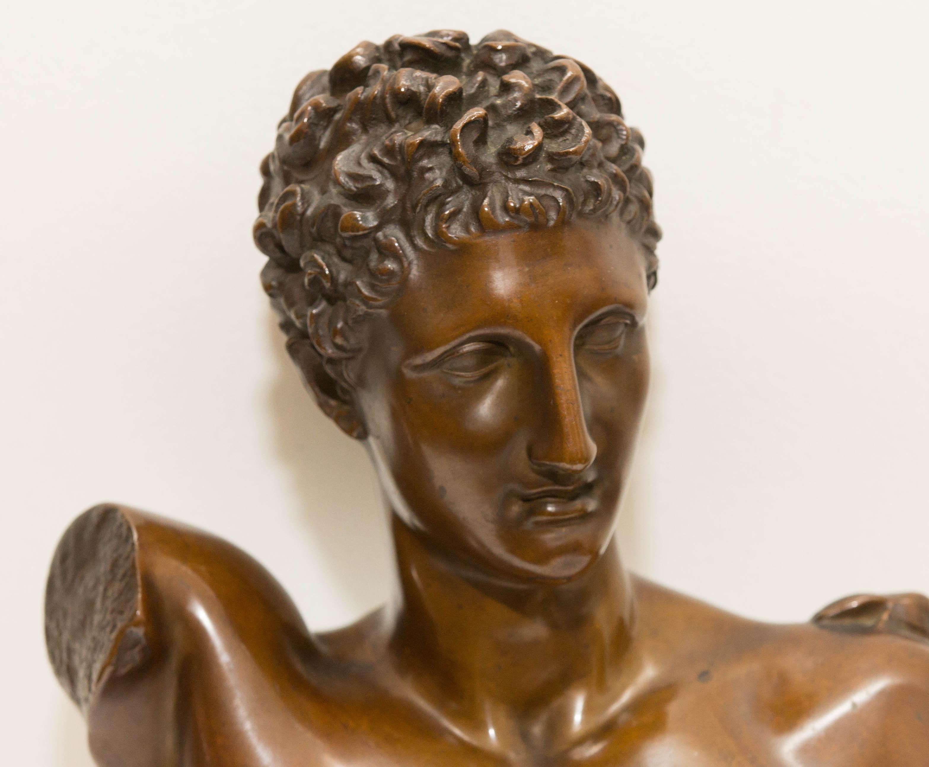 Antique bronze bust of Hermes. Excellent detail and patina.
