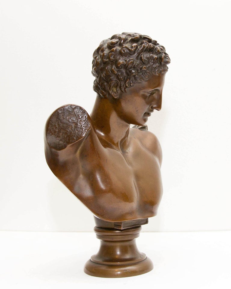 Bronze Bust Hermes of Olympia 19th Century Grand Tour For Sale at 1stDibs
