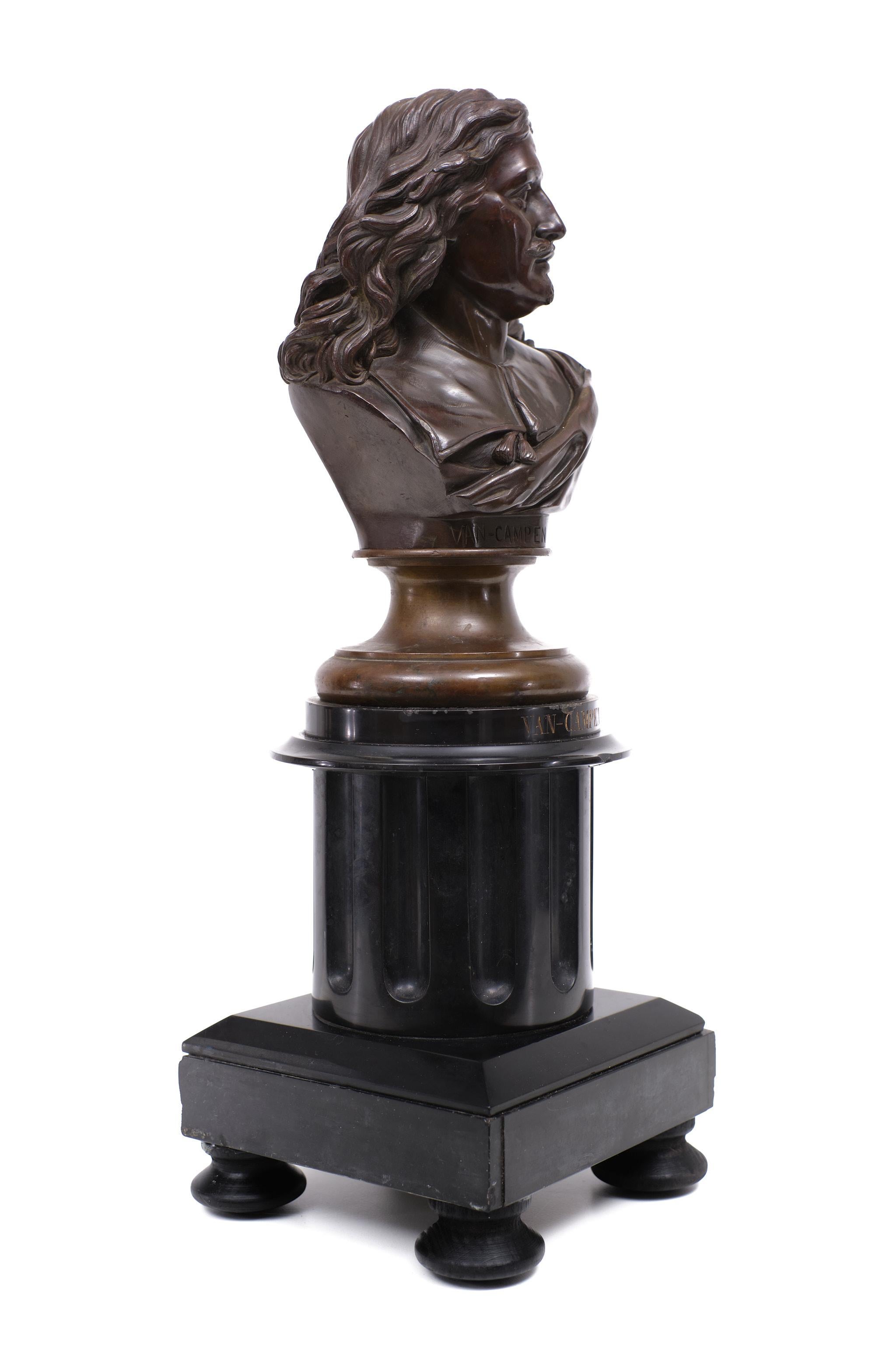 Bronze Bust Jacob Van Campen, 1595 - 1675, Sculptor Jacques Elion 1842-1893 For Sale 2