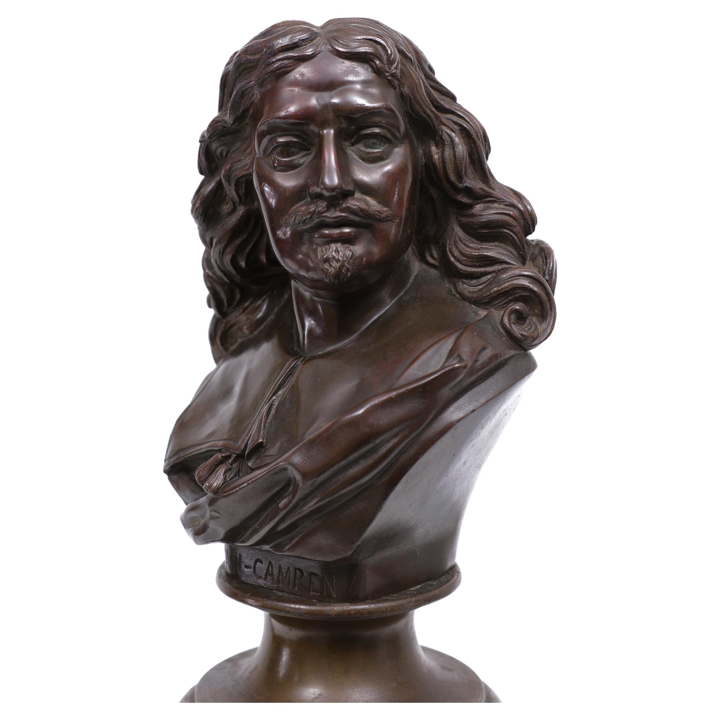 Neoclassico Busto in bronzo Jacob Van Campen, 1595 - 1675, Scultore Jacques Elion 1842-1893 in vendita