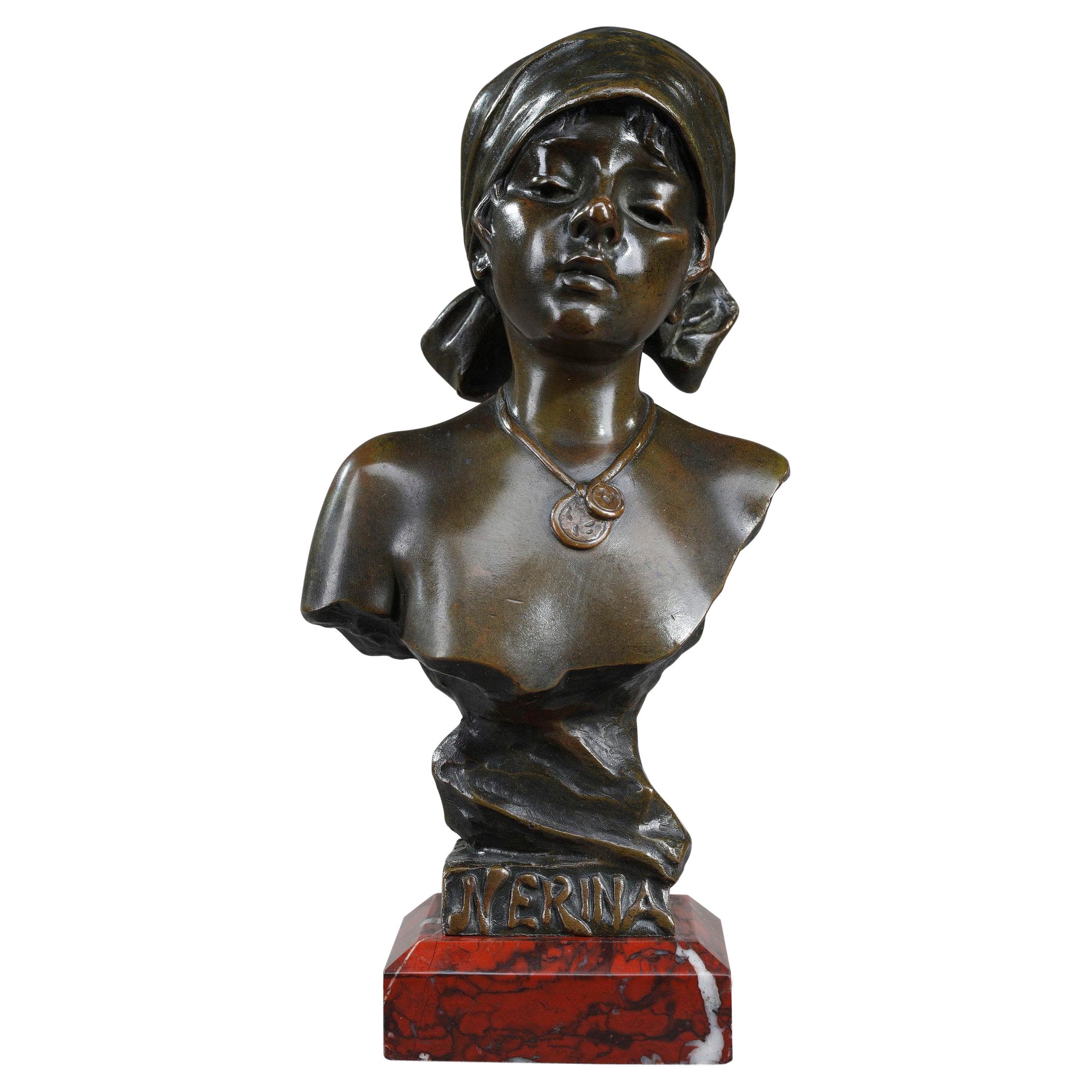 Bronze Bust "Nerina", Signed Emmanuel Villanis