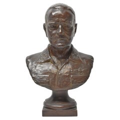 Vintage Bronze Bust of 5 Star Admiral "Halsey" by Wheeler Williams