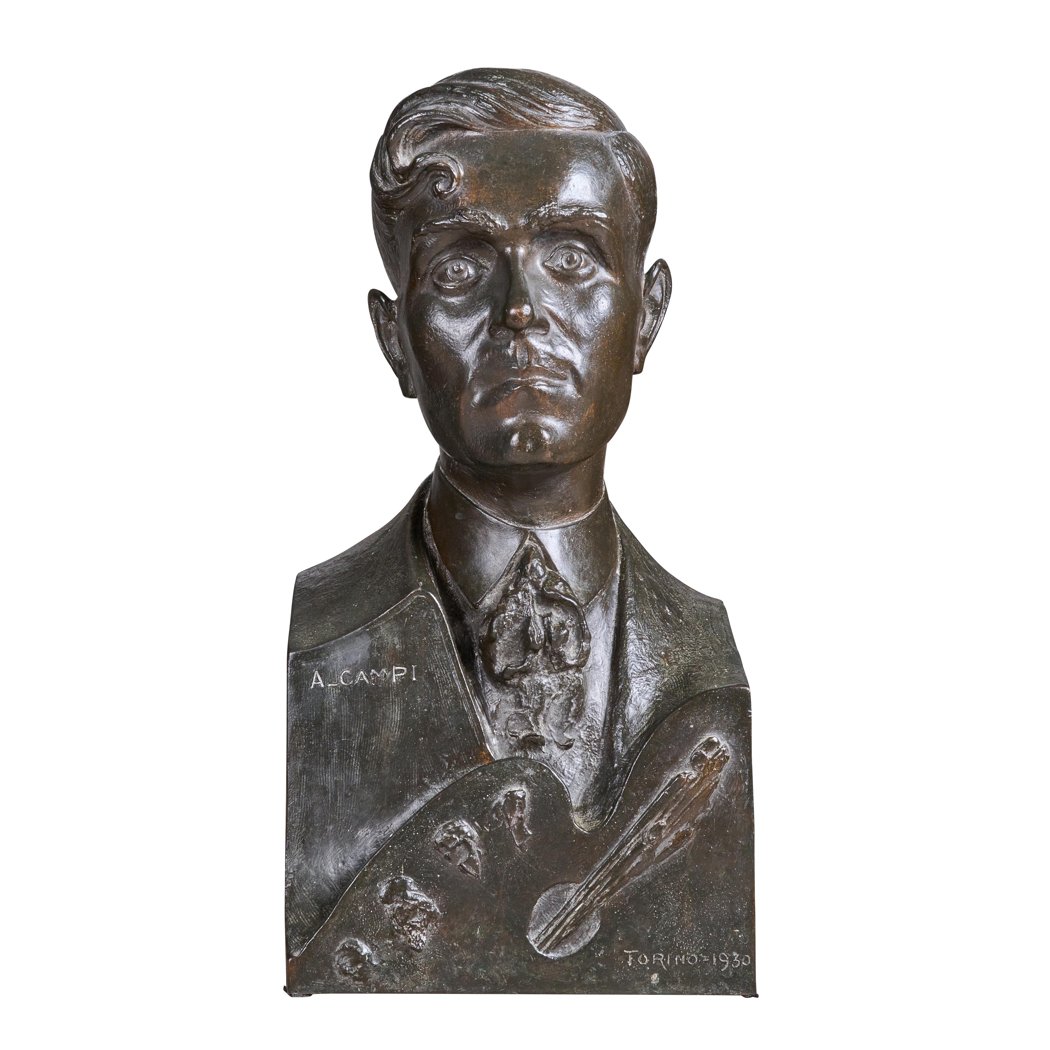 Bronze Bust of A. Campi, Artist For Sale 1