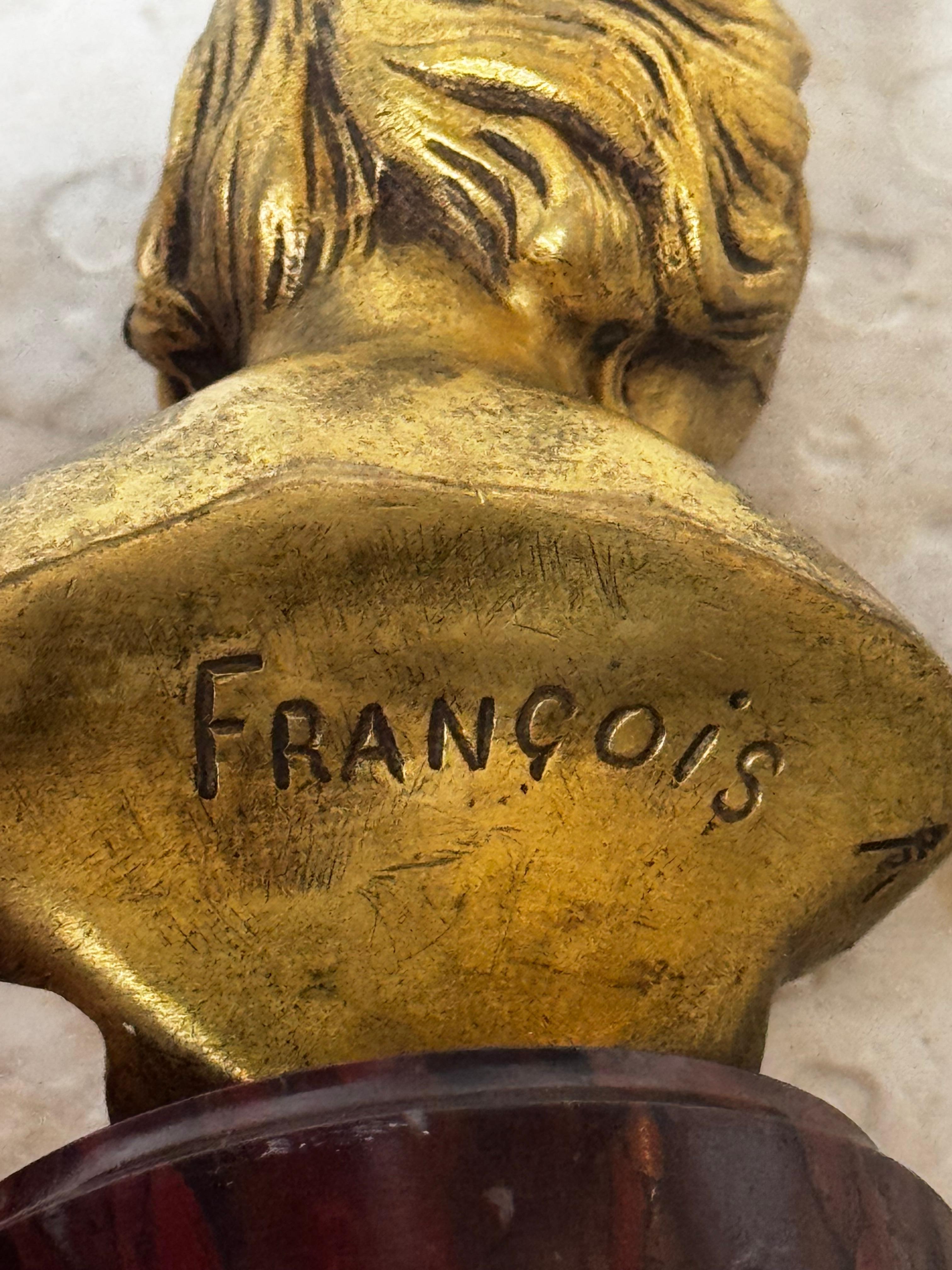 Bronzo Busto in bronzo di un bambino della fine del XIX secolo firmato Francois in vendita