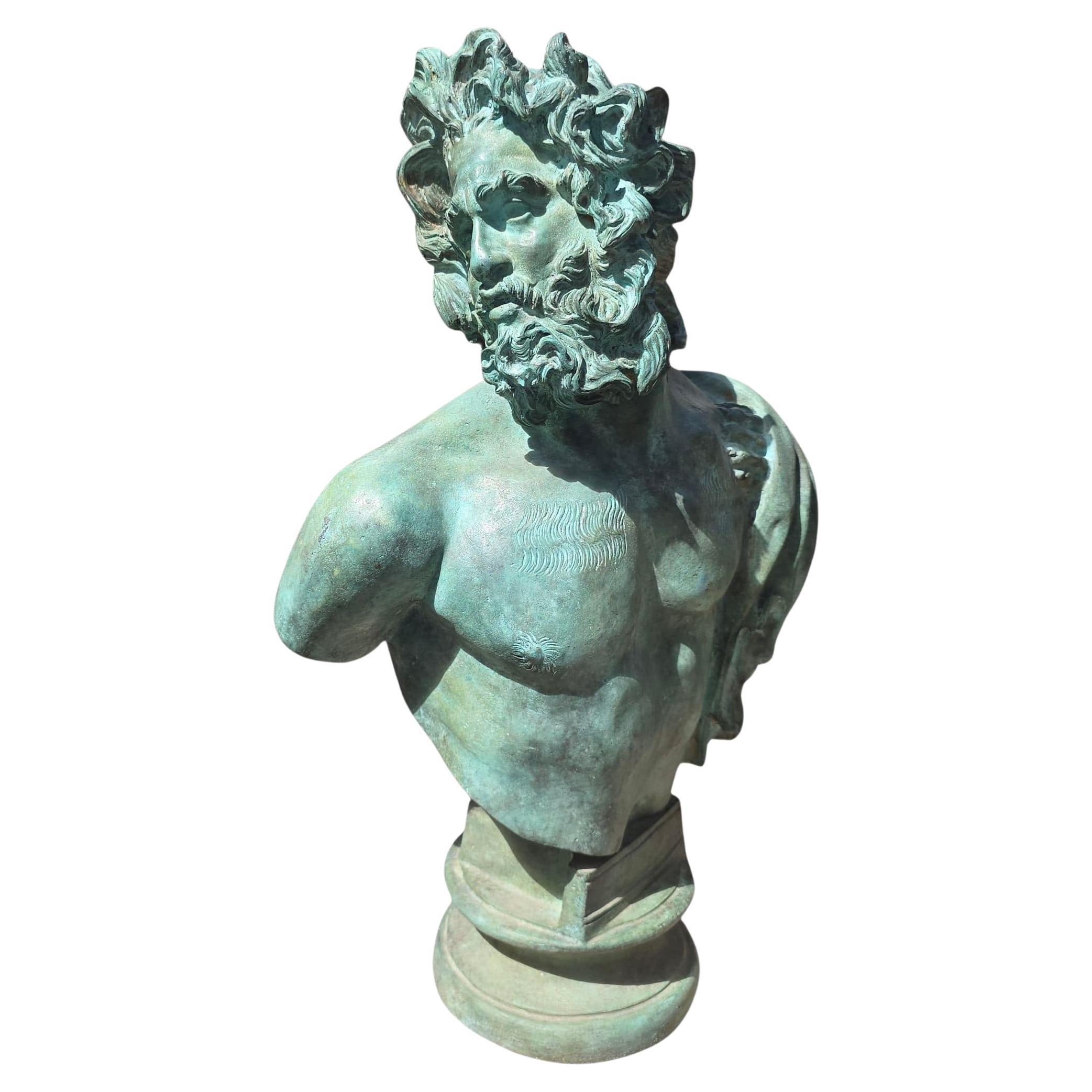 Bronze Bust of a Faun Signed by Fonderia Chiurazzi, Naples, 20th Century For Sale