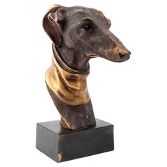 Vintage Bronze Bust of a Greyhound