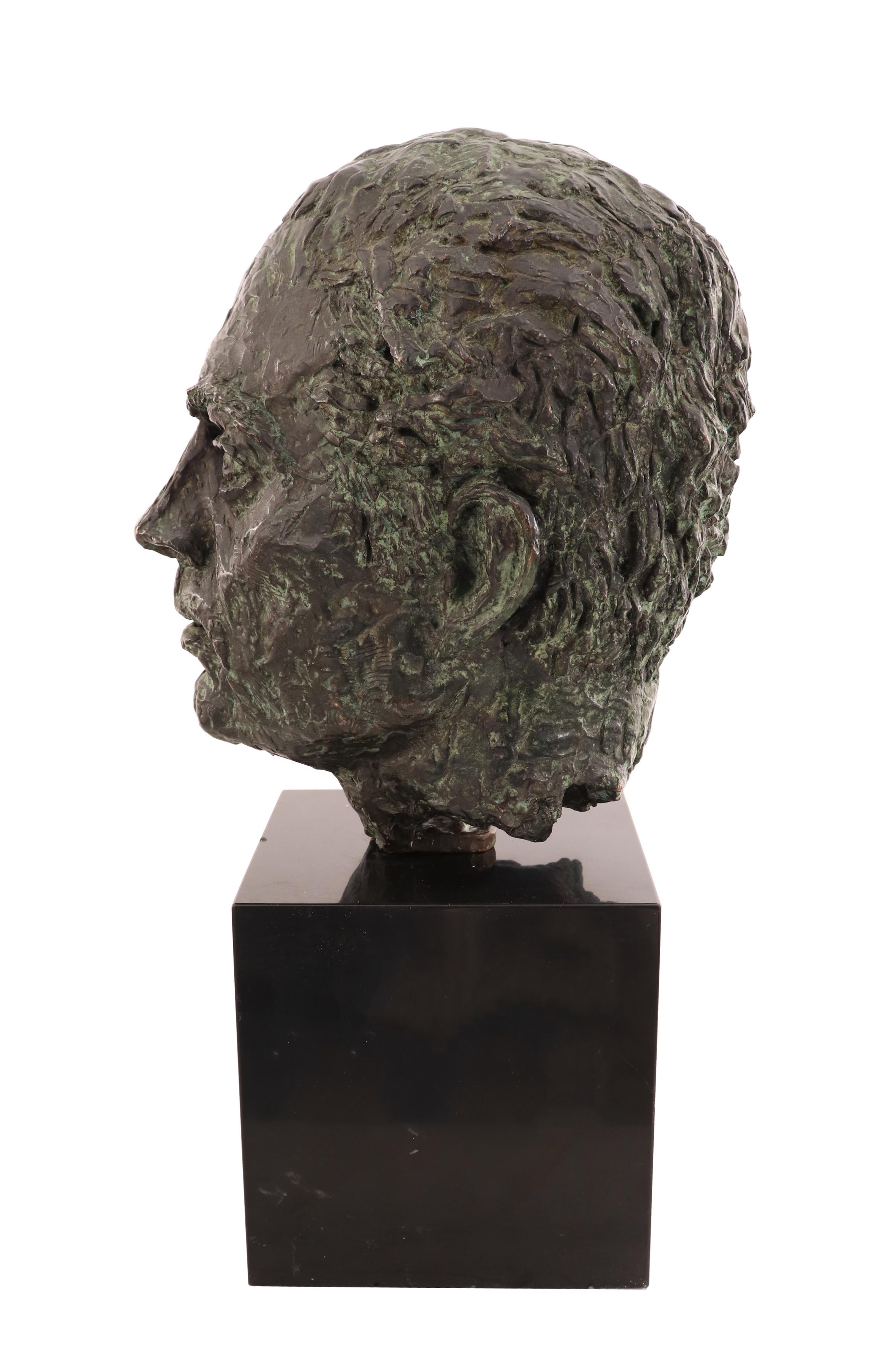 Mid-Century Modern Bronze Bust of a Man's Head For Sale