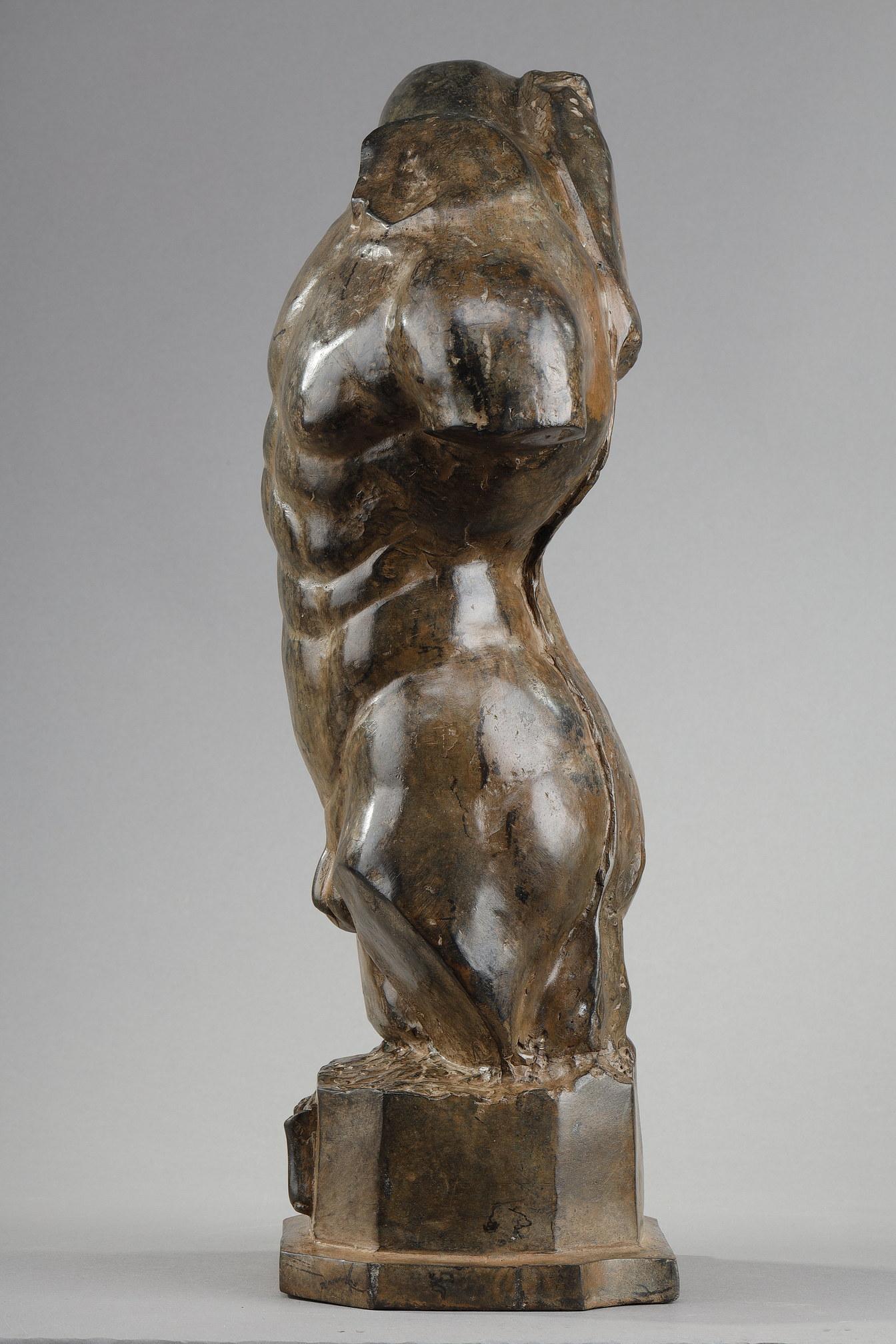Bronze bust of a naked man by Pierre Chenet For Sale 3