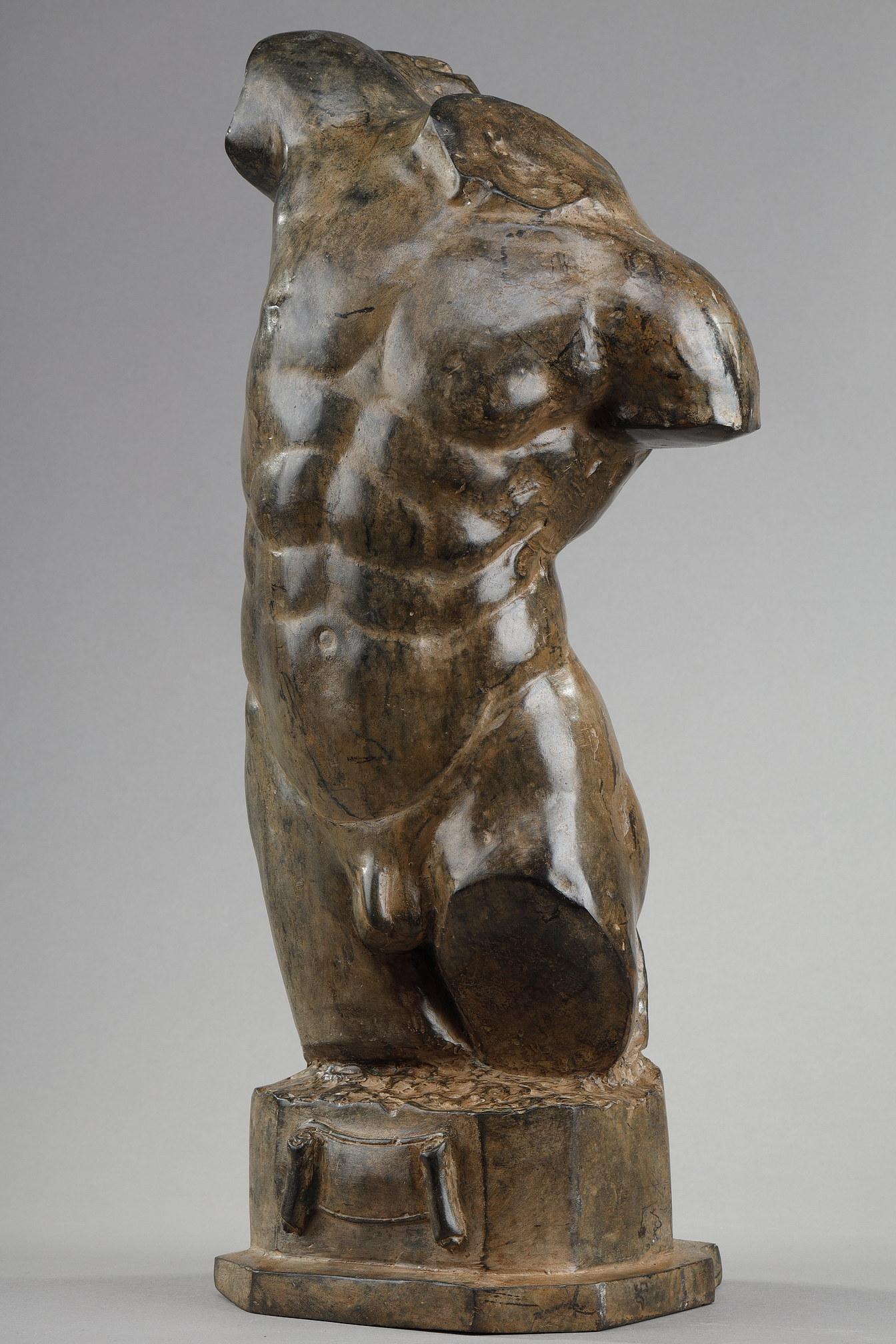 Bronzebüste eines nackten Mannes aus Bronze von Pierre Chenet im Angebot 5