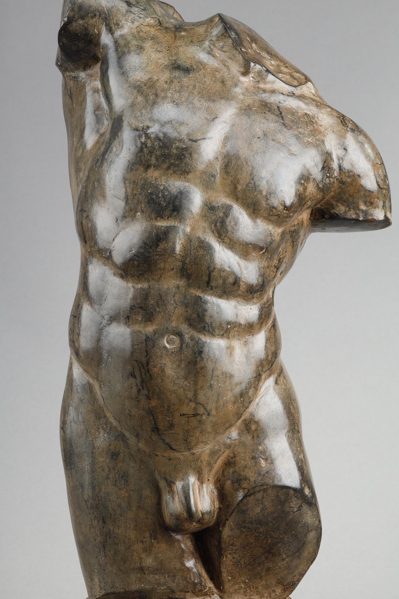 Bronze bust of a naked man by Pierre Chenet For Sale 6