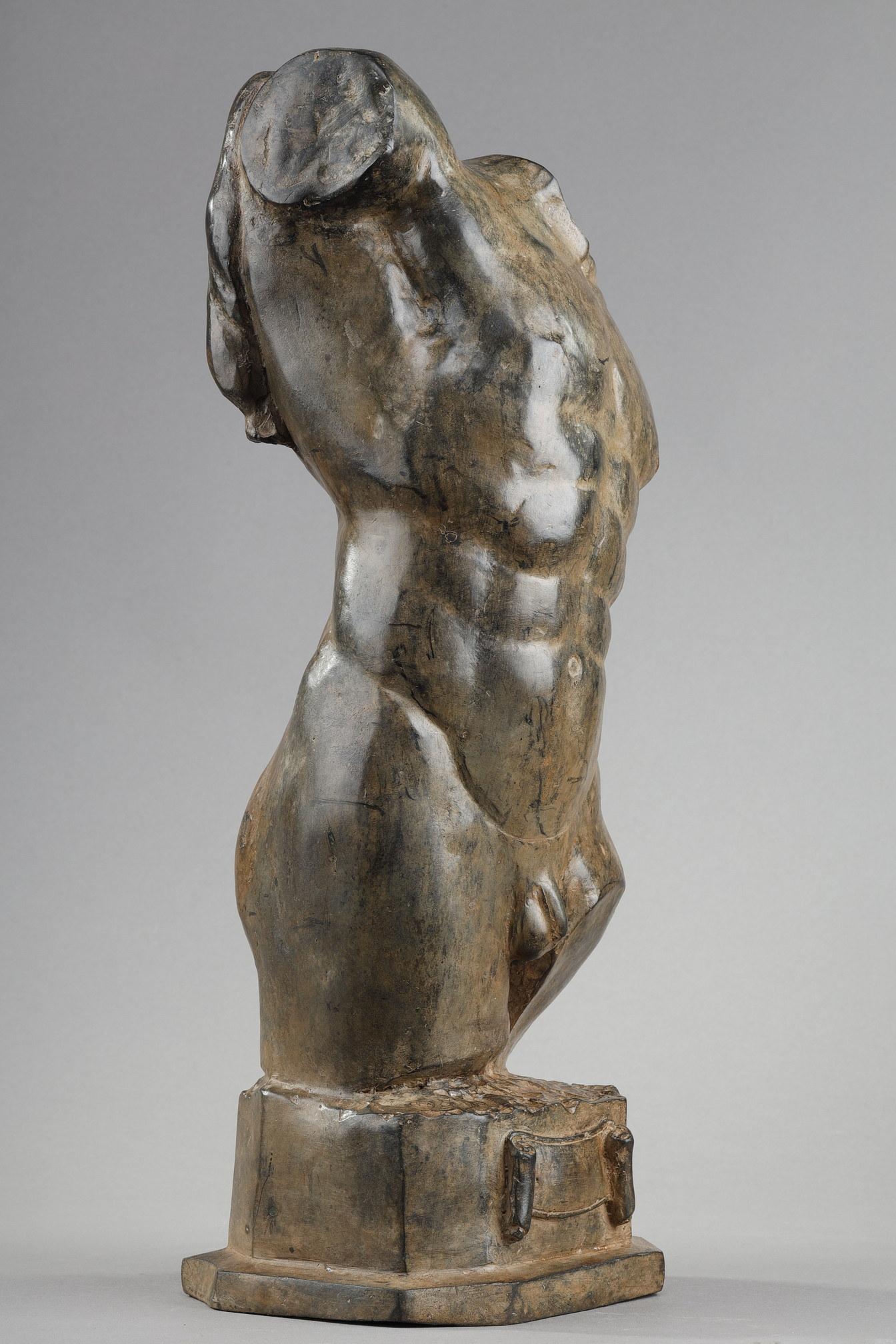 Bronzebüste eines nackten Mannes aus Bronze von Pierre Chenet (Französisch) im Angebot