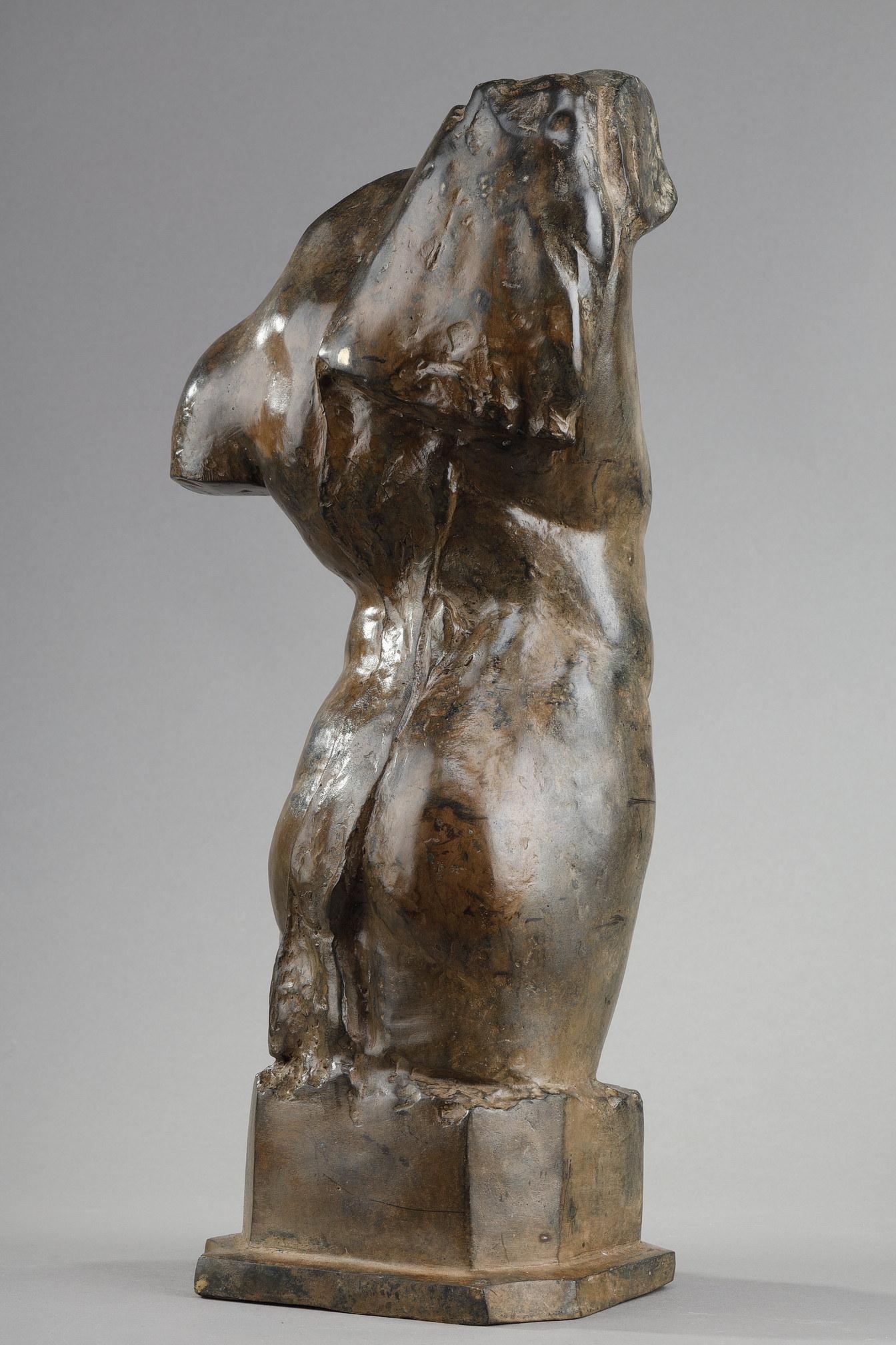 Bronze bust of a naked man by Pierre Chenet In Good Condition For Sale In Paris, FR