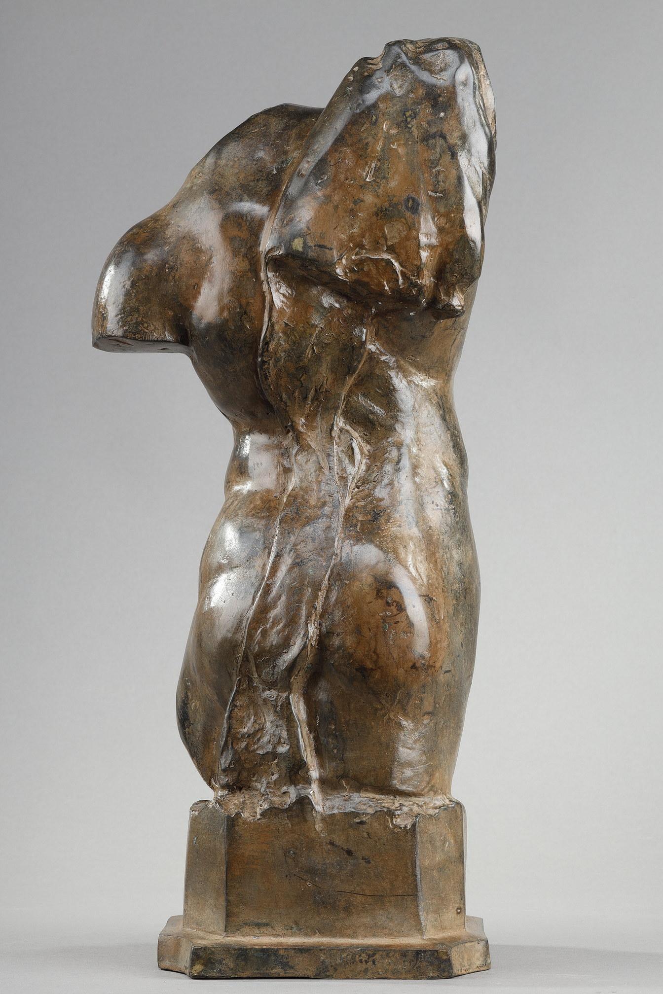 Bronze bust of a naked man by Pierre Chenet For Sale 1