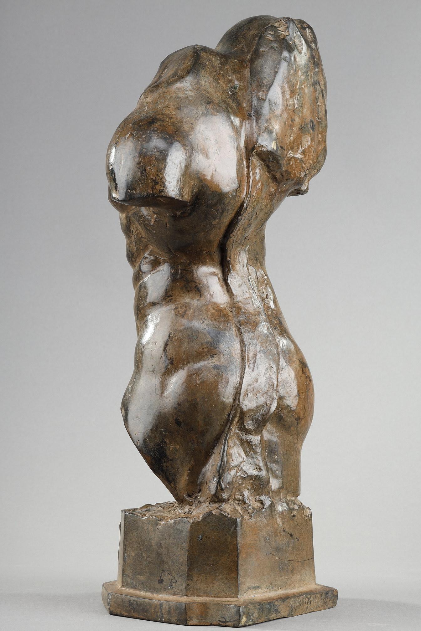 Bronze bust of a naked man by Pierre Chenet For Sale 1