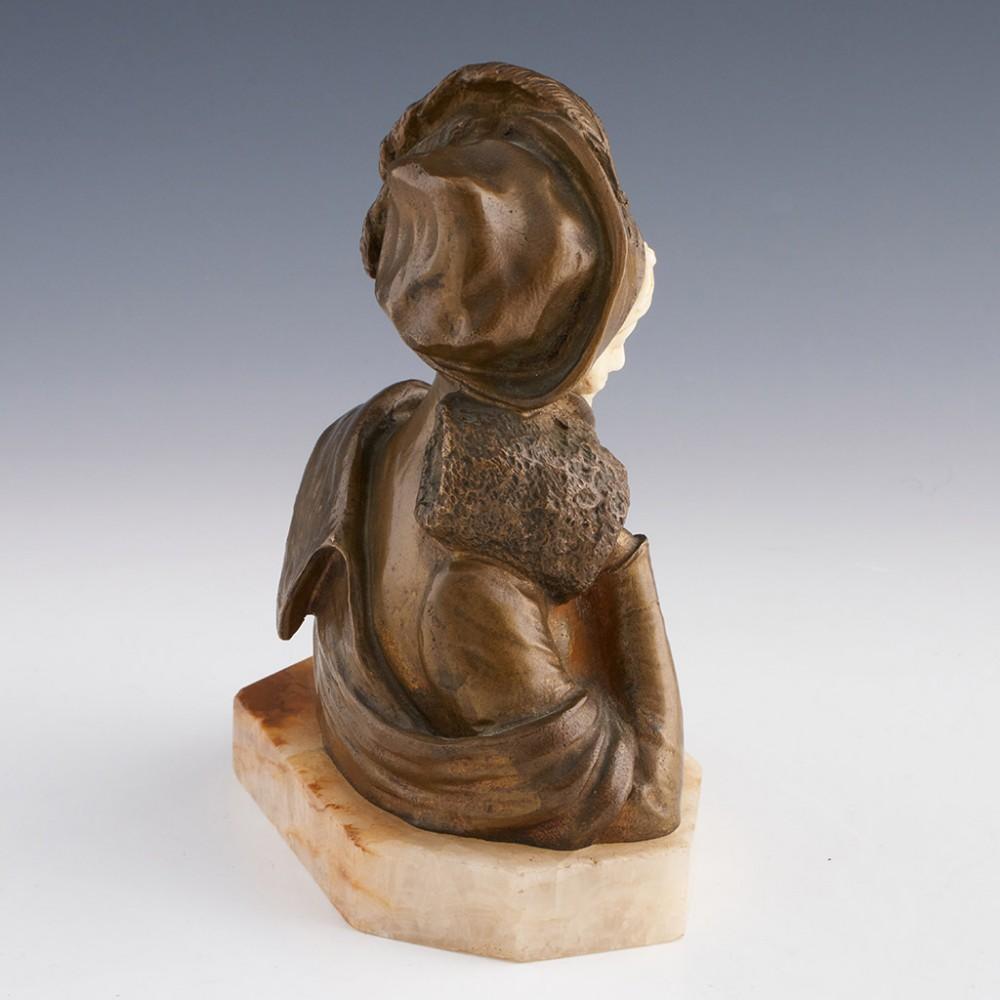 Early 20th Century Bronze Bust Of a Noble Lady by Dominique Alonzo c1910 For Sale