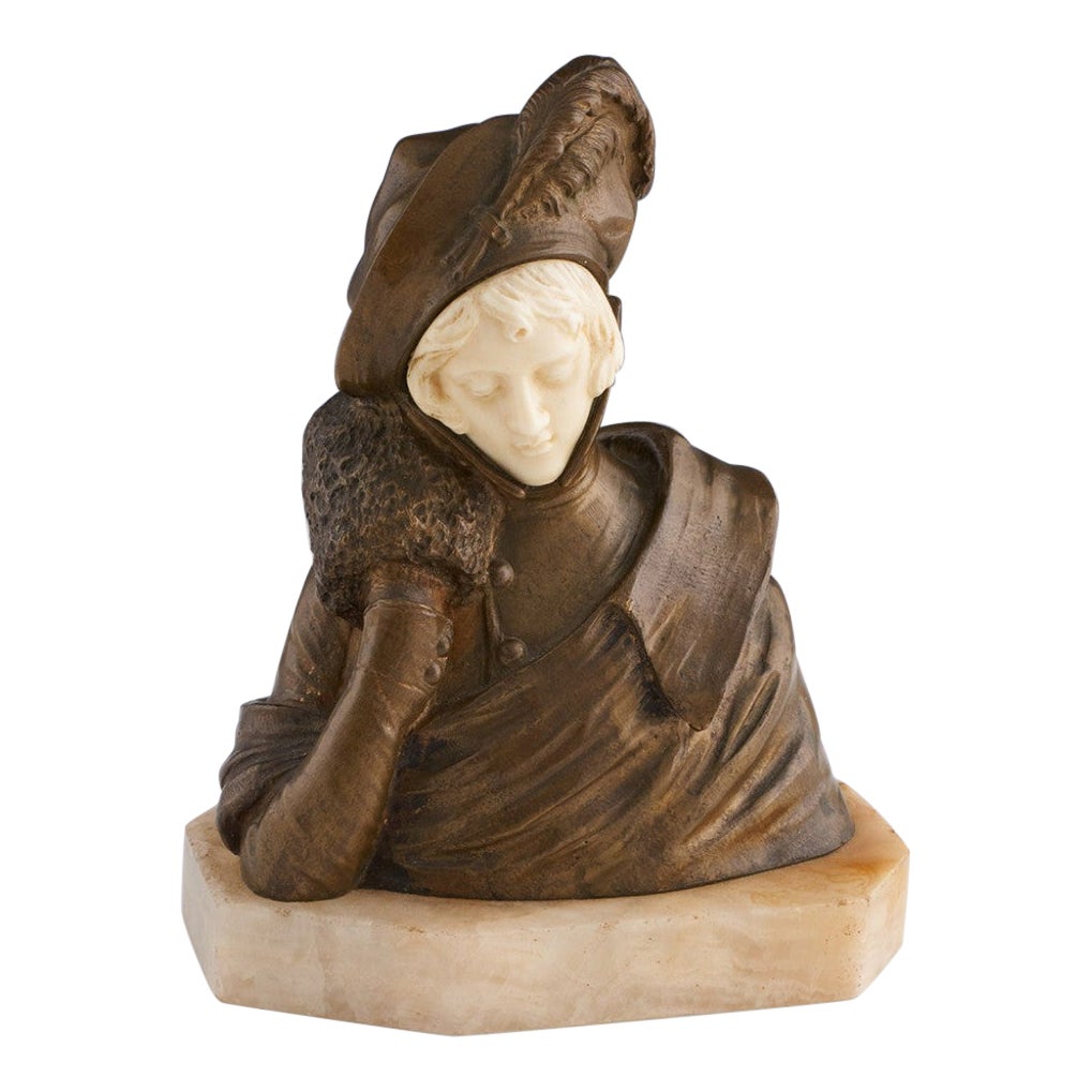 Bronzebüste einer edlen Dame aus Bronze von Dominique Alonzo, um 1910