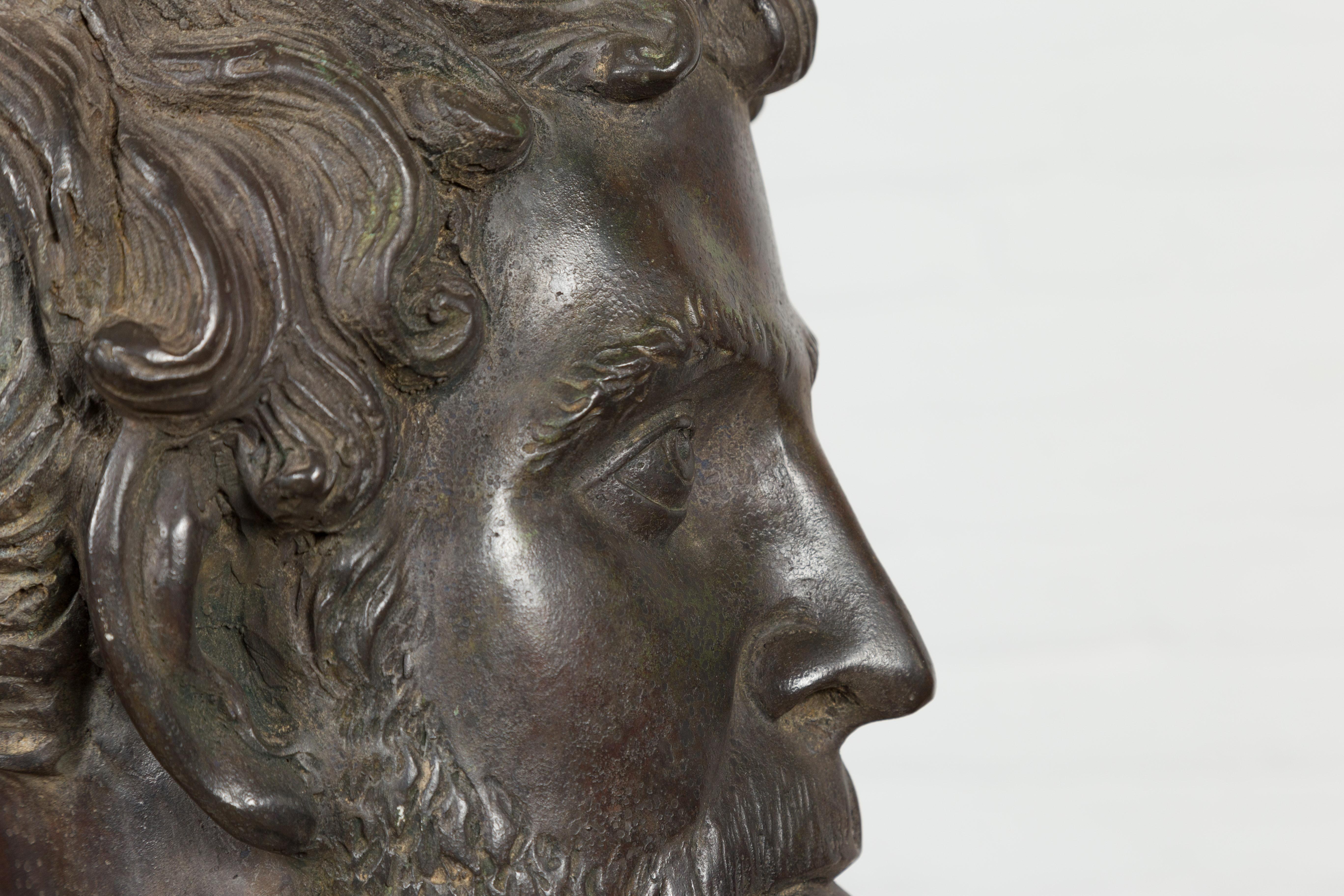 Greco Roman Bronze Tabletop Head Sculpture For Sale 5