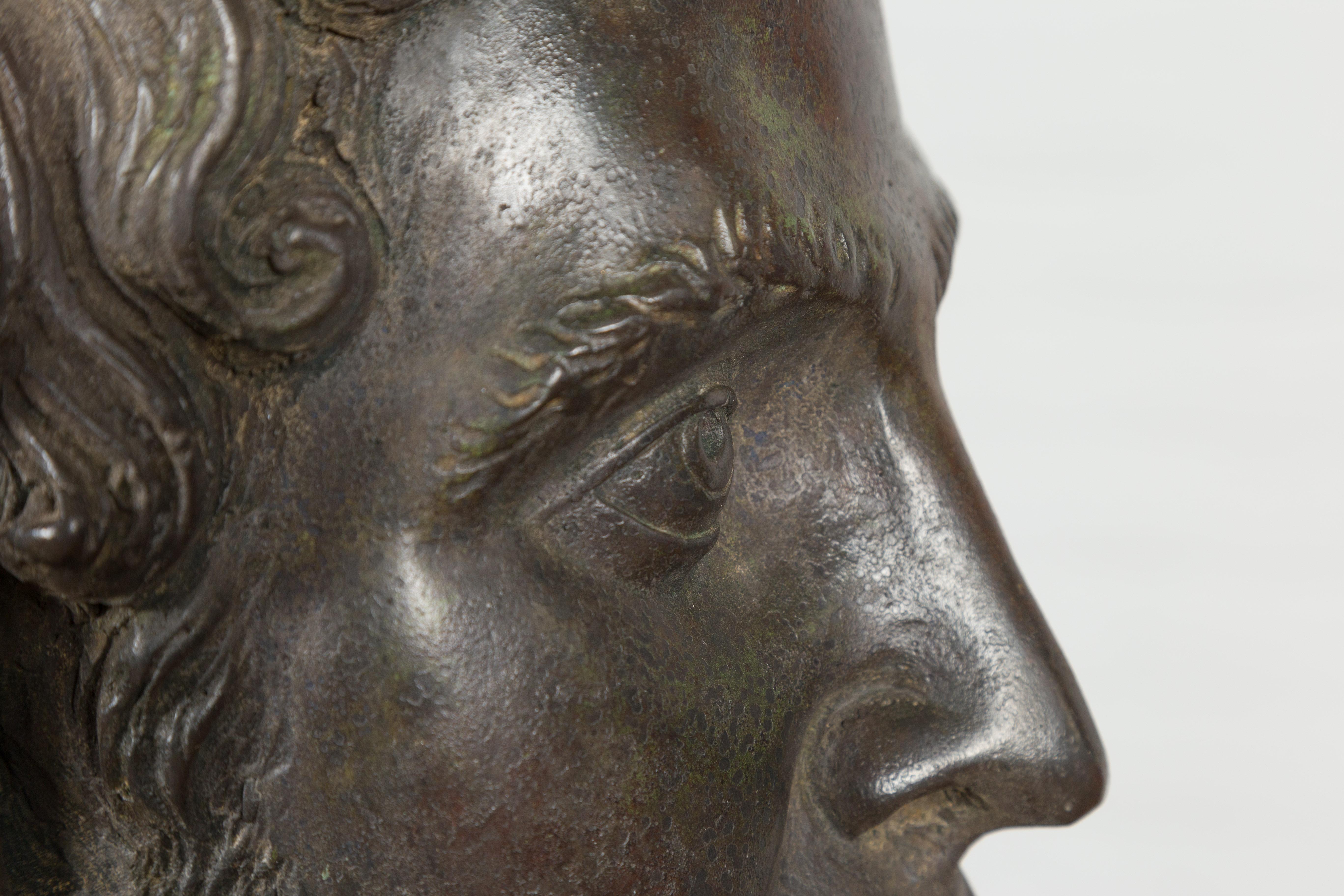 Greco Roman Bronze Tabletop Head Sculpture For Sale 6