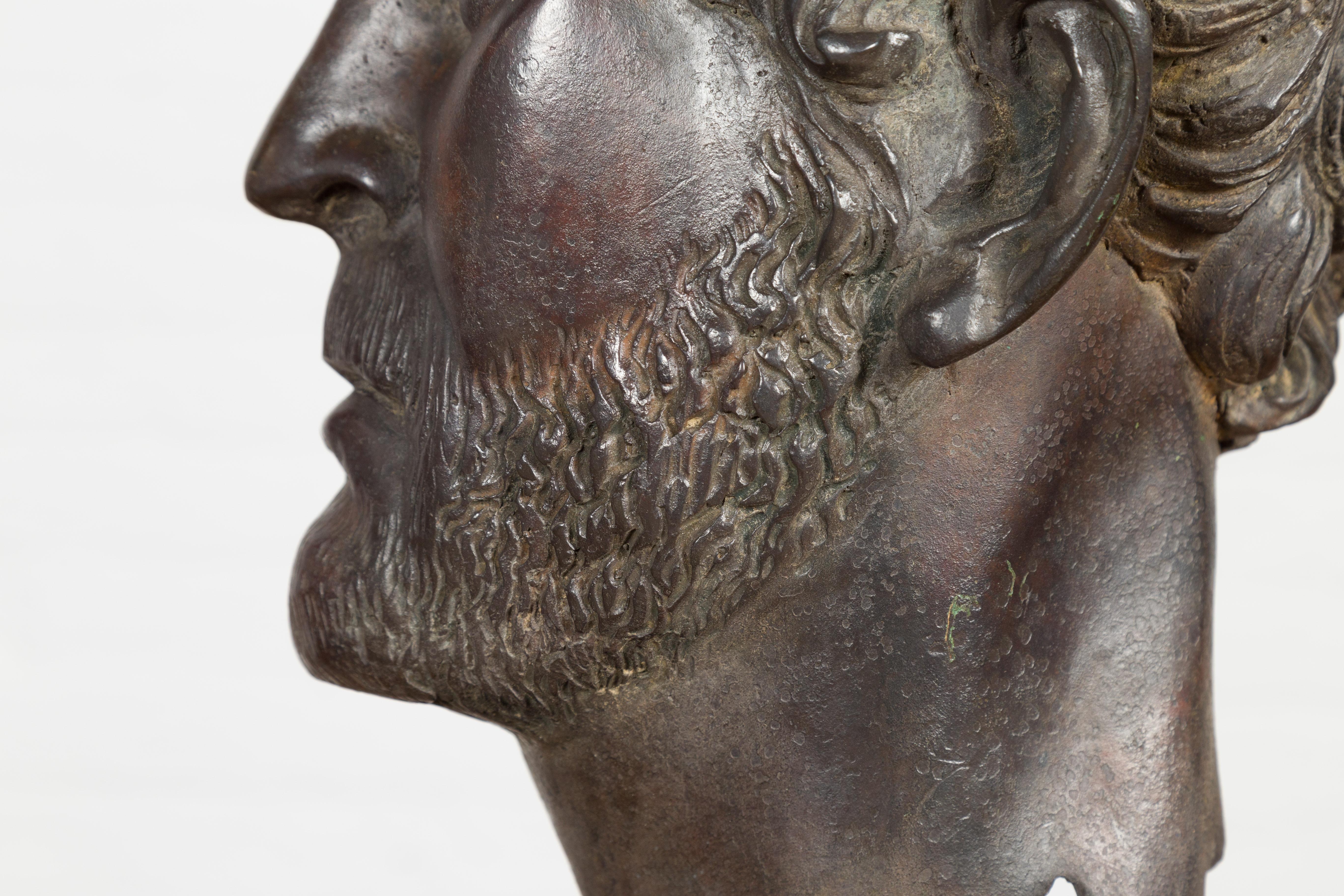 Greco Roman Bronze Tabletop Head Sculpture For Sale 10