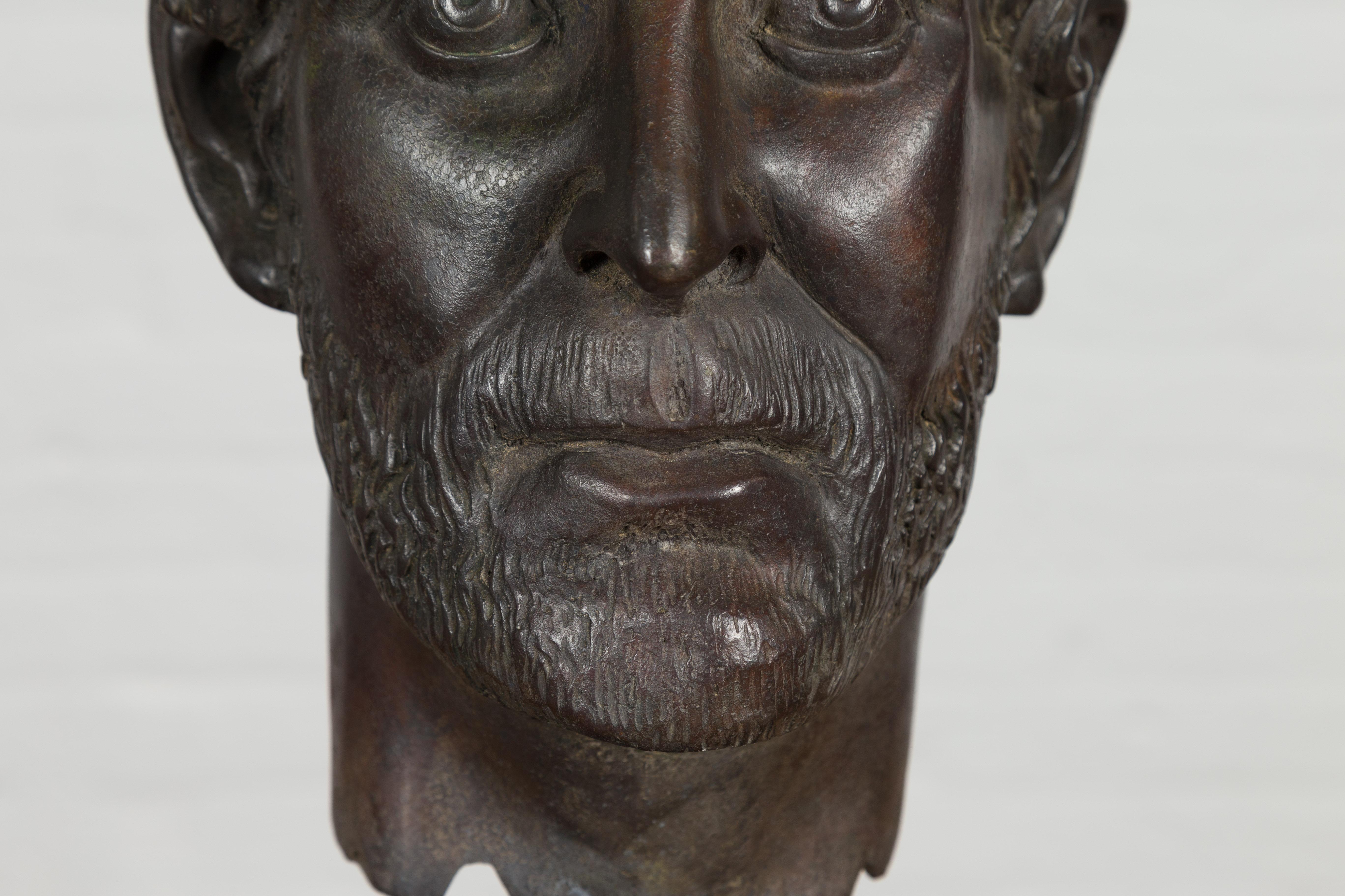 Greco Roman Bronze Tabletop Head Sculpture For Sale 2